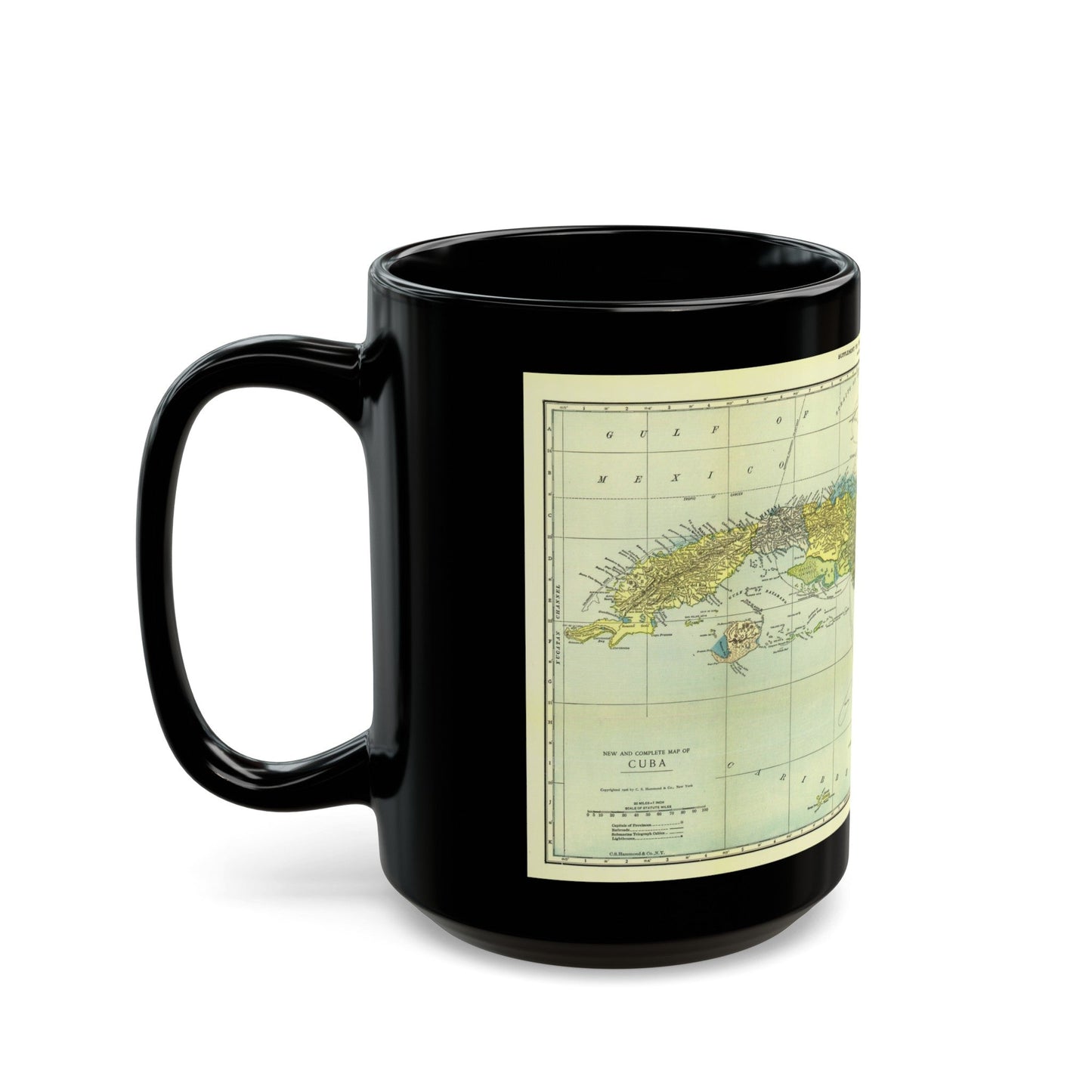 Central America - Cuba (1906) (Map) Black Coffee Mug-The Sticker Space