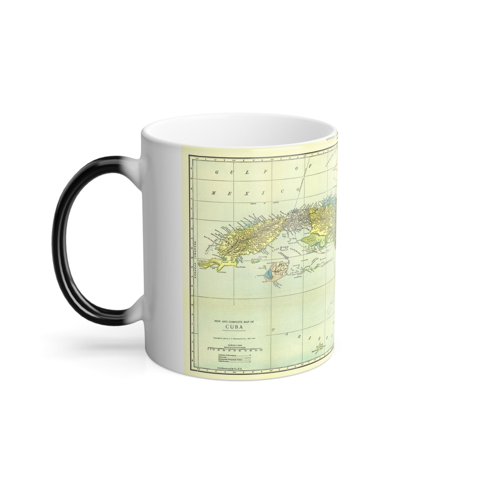 Central America - Cuba (1906) (Map) Color Changing Mug 11oz-11oz-The Sticker Space