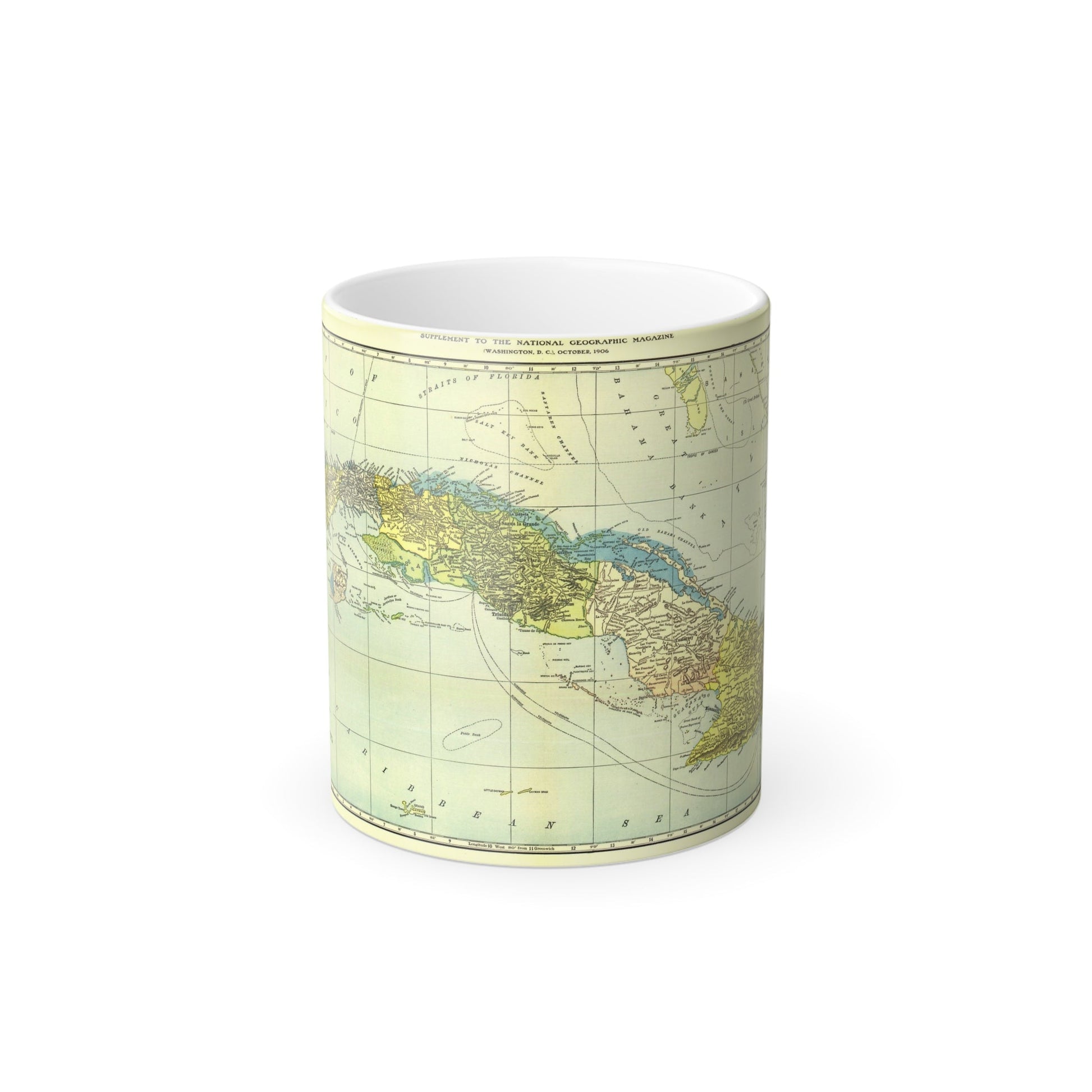 Central America - Cuba (1906) (Map) Color Changing Mug 11oz-11oz-The Sticker Space