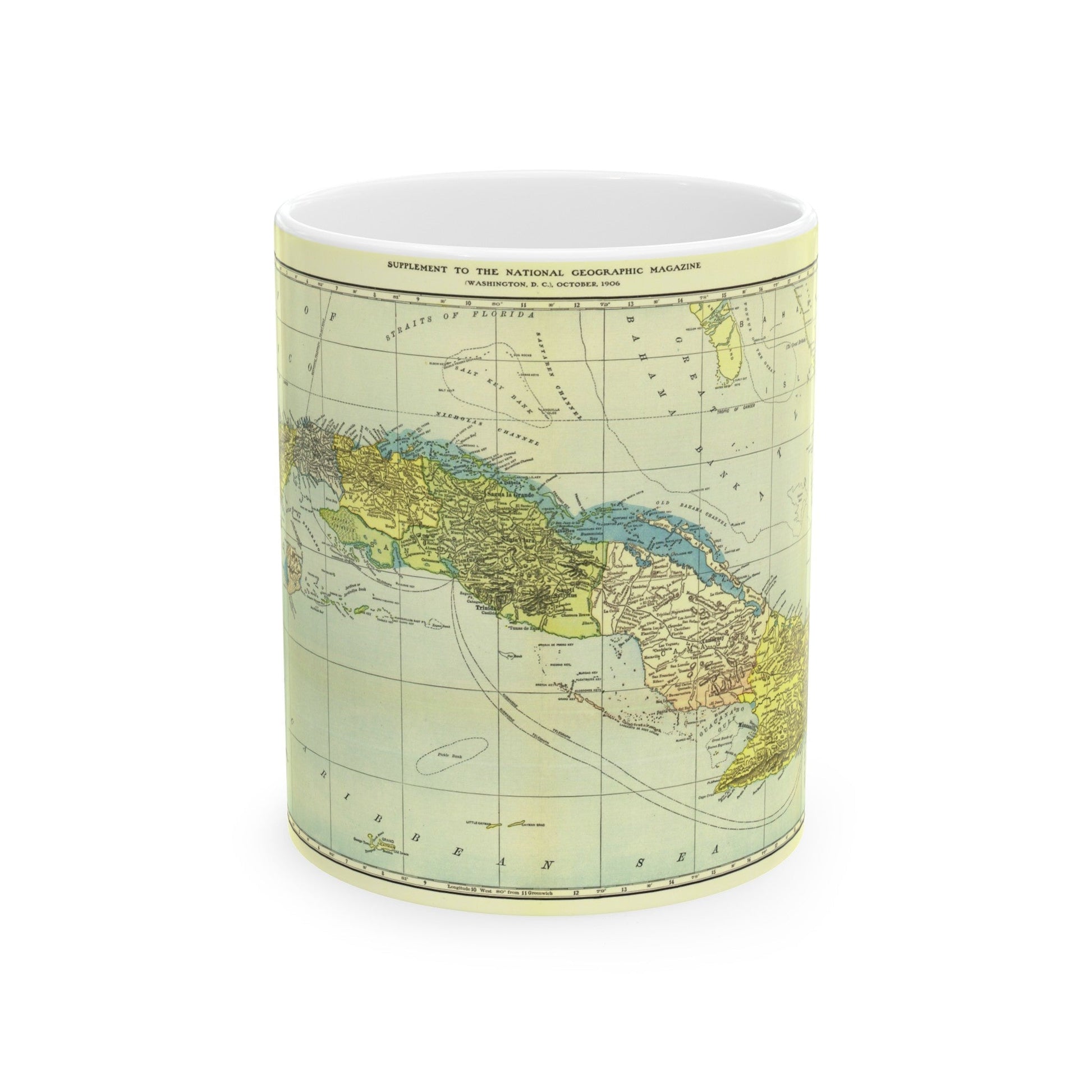 Central America - Cuba (1906) (Map) White Coffee Mug-11oz-The Sticker Space