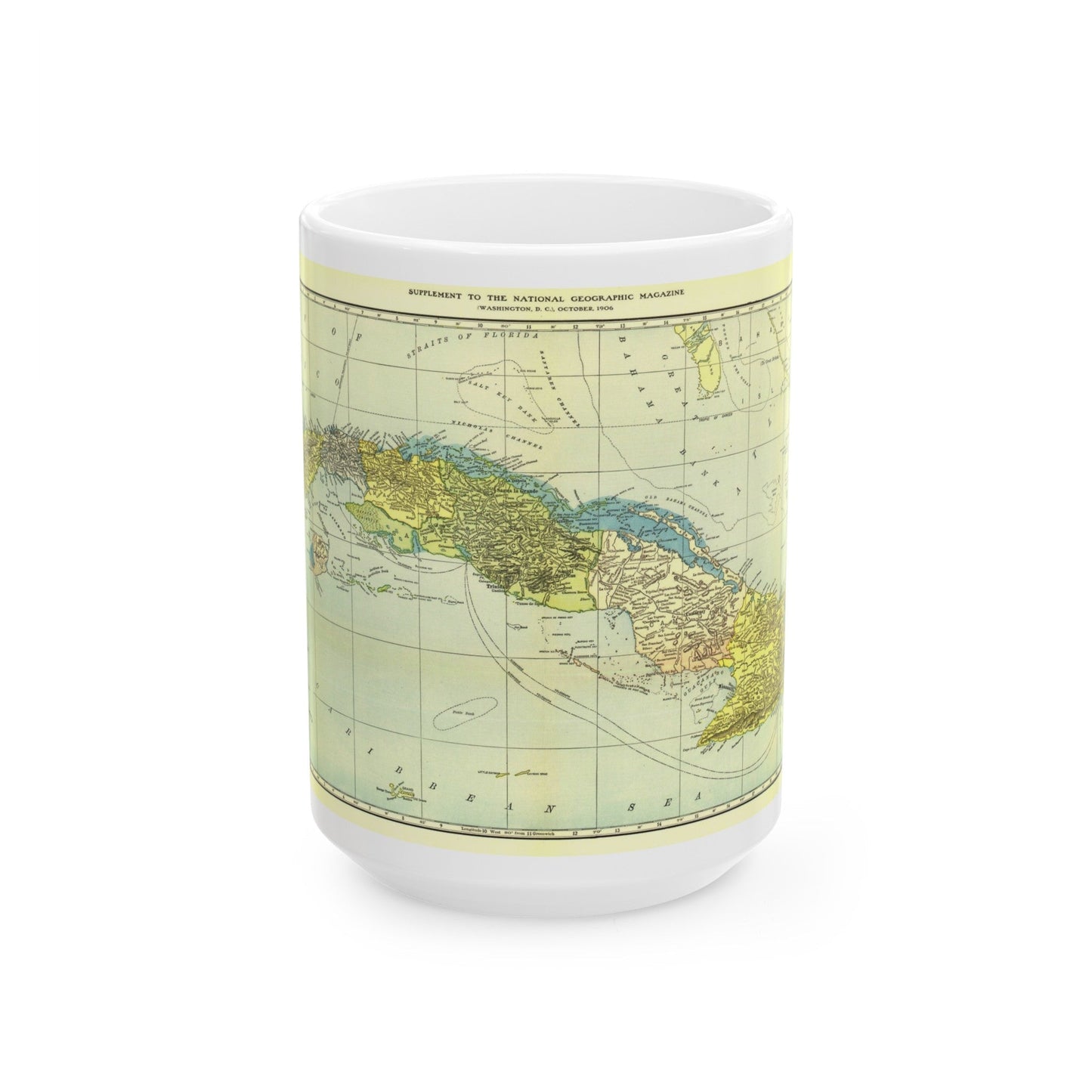 Central America - Cuba (1906) (Map) White Coffee Mug-15oz-The Sticker Space