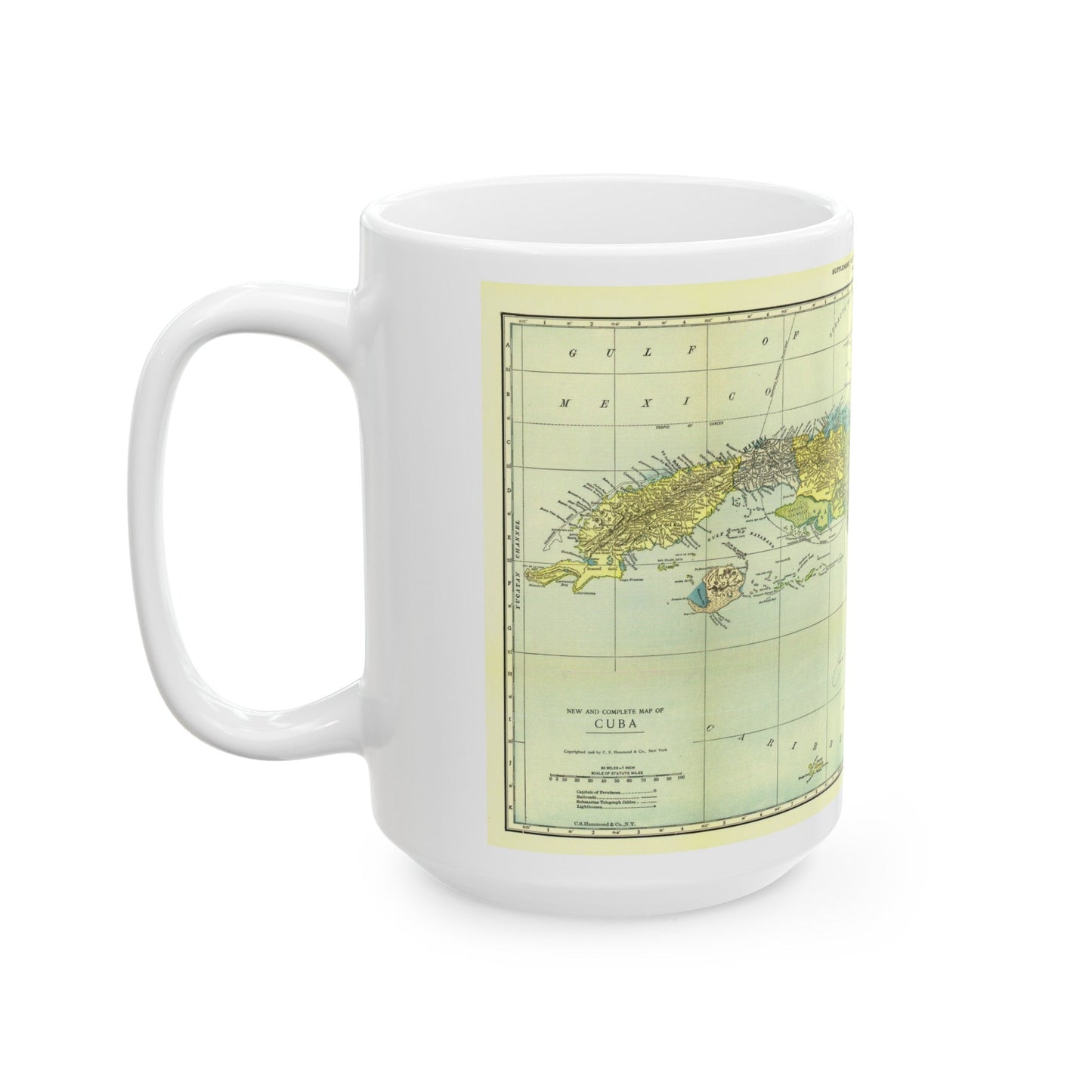 Central America - Cuba (1906) (Map) White Coffee Mug-The Sticker Space