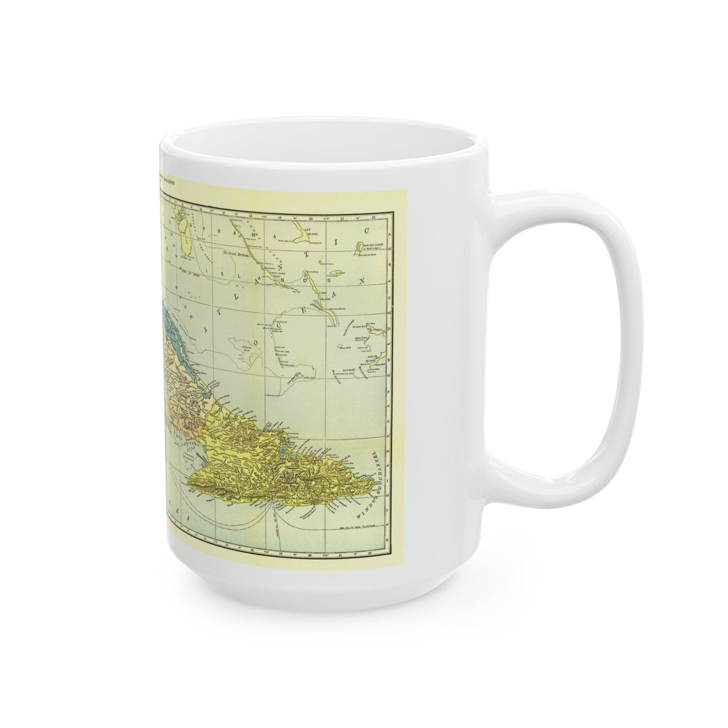 Central America - Cuba (1906) (Map) White Coffee Mug-The Sticker Space