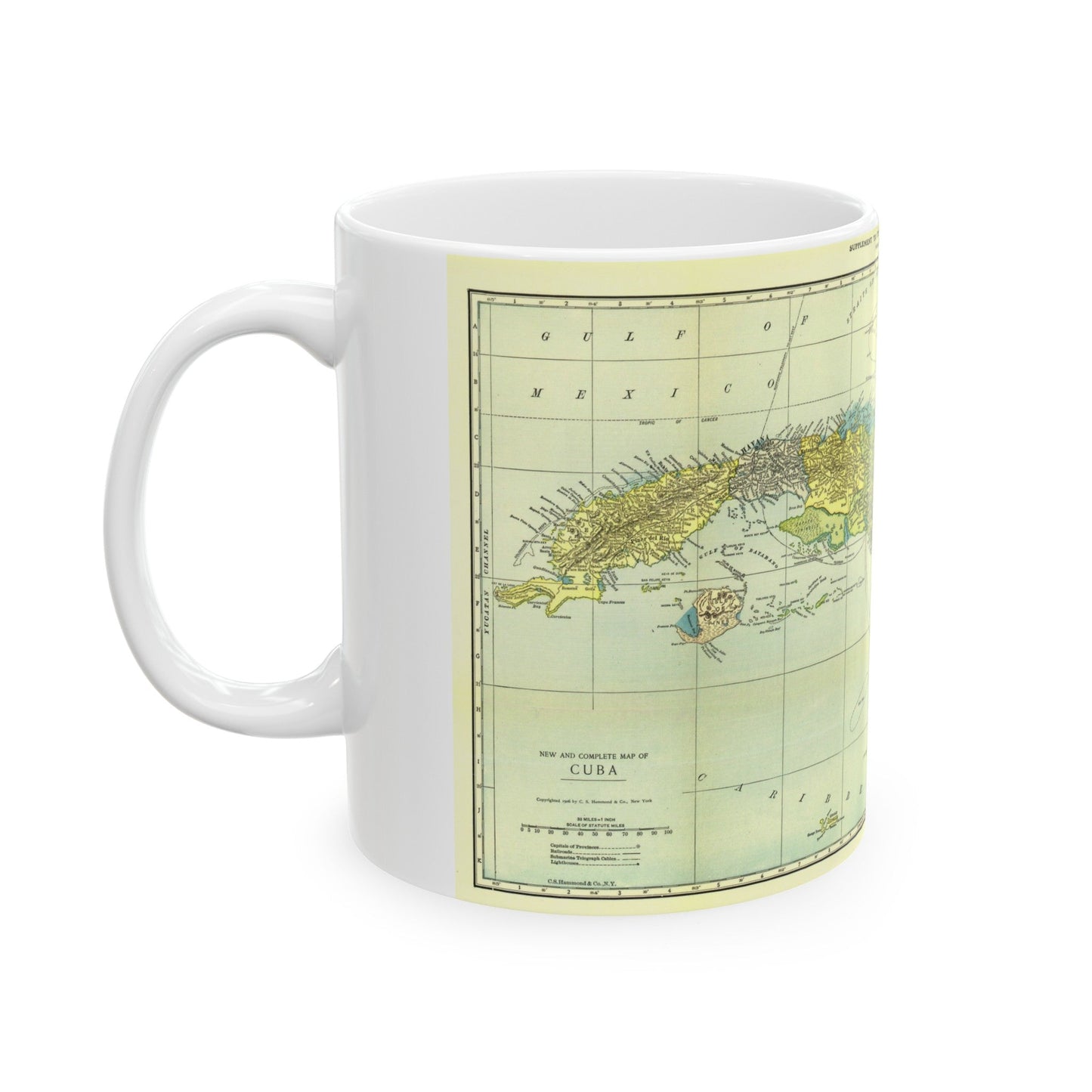 Central America - Cuba (1906) (Map) White Coffee Mug-The Sticker Space