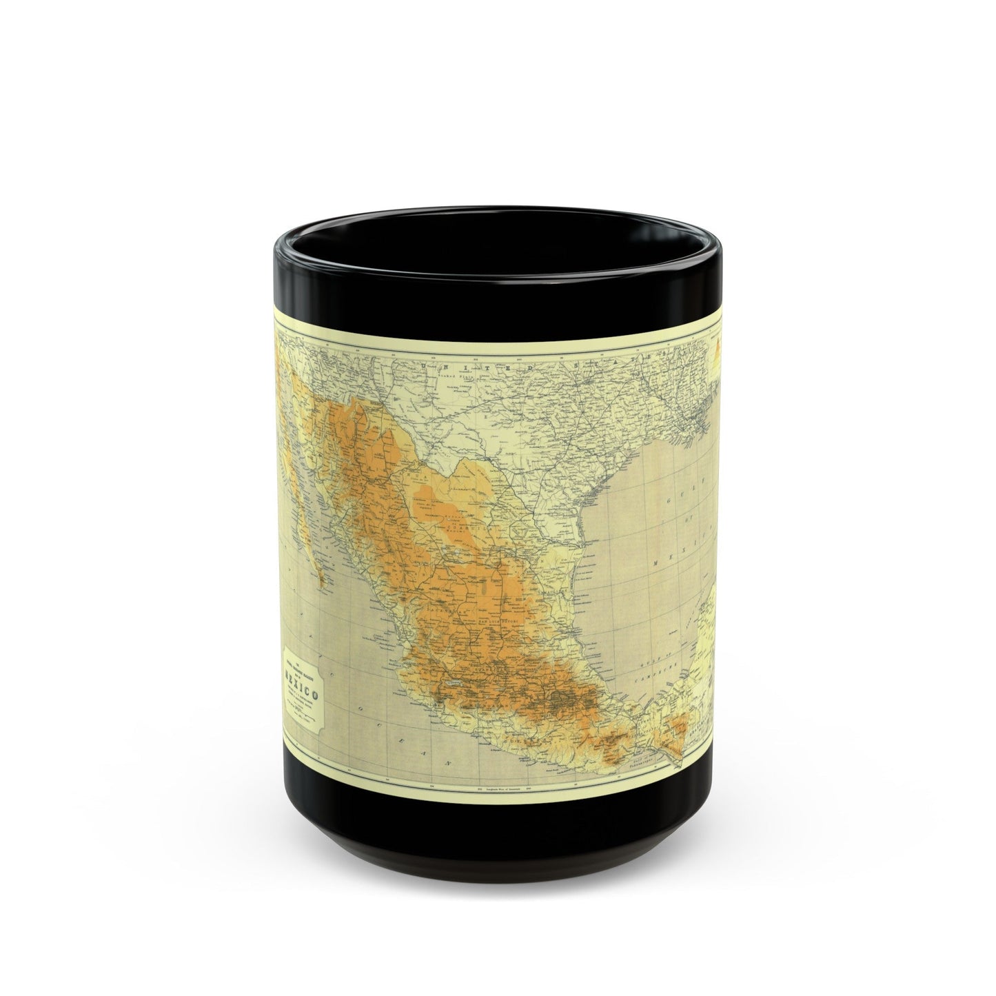 Central America & Mexico (1914) (Map) Black Coffee Mug-15oz-The Sticker Space