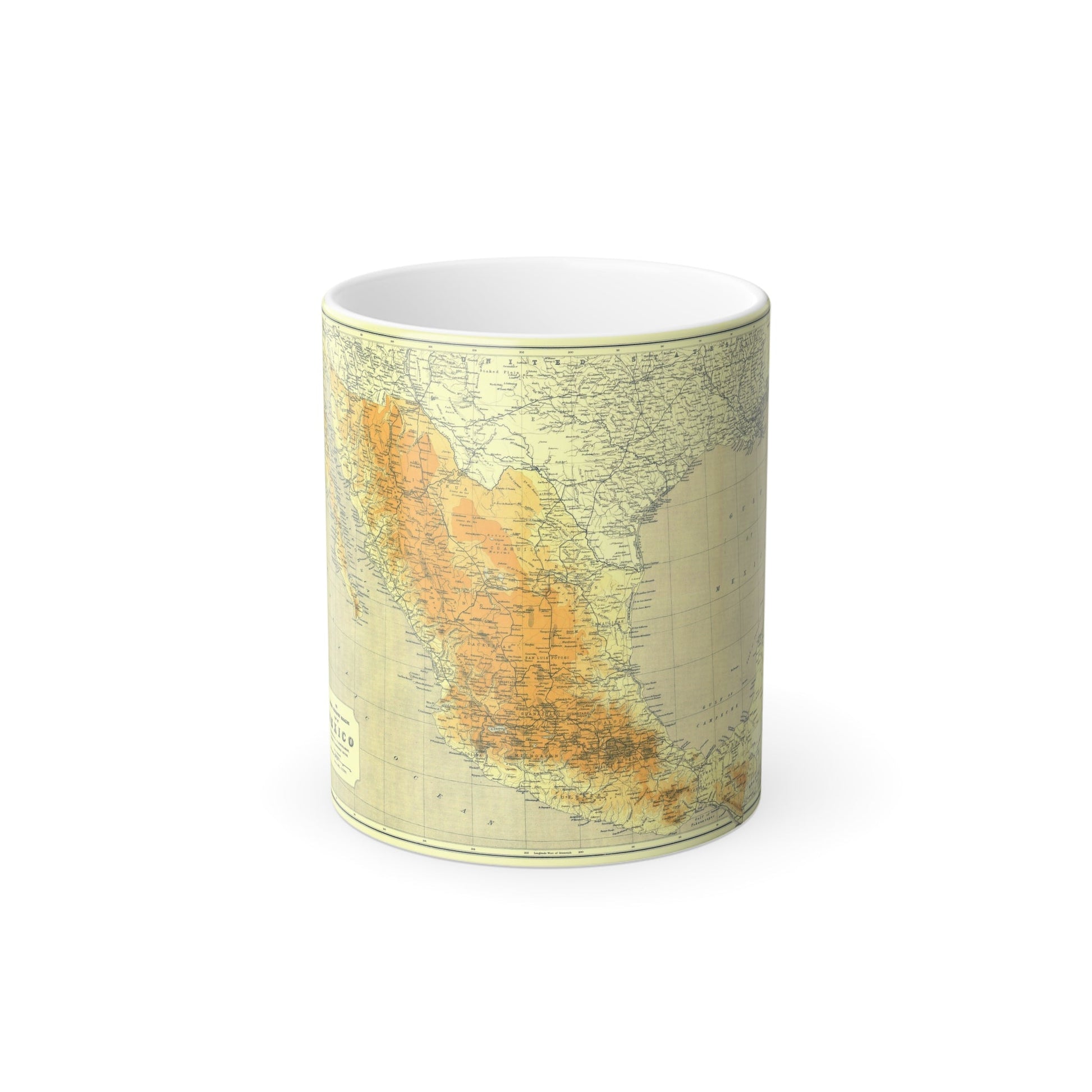 Central America & Mexico (1914) (Map) Color Changing Mug 11oz-11oz-The Sticker Space