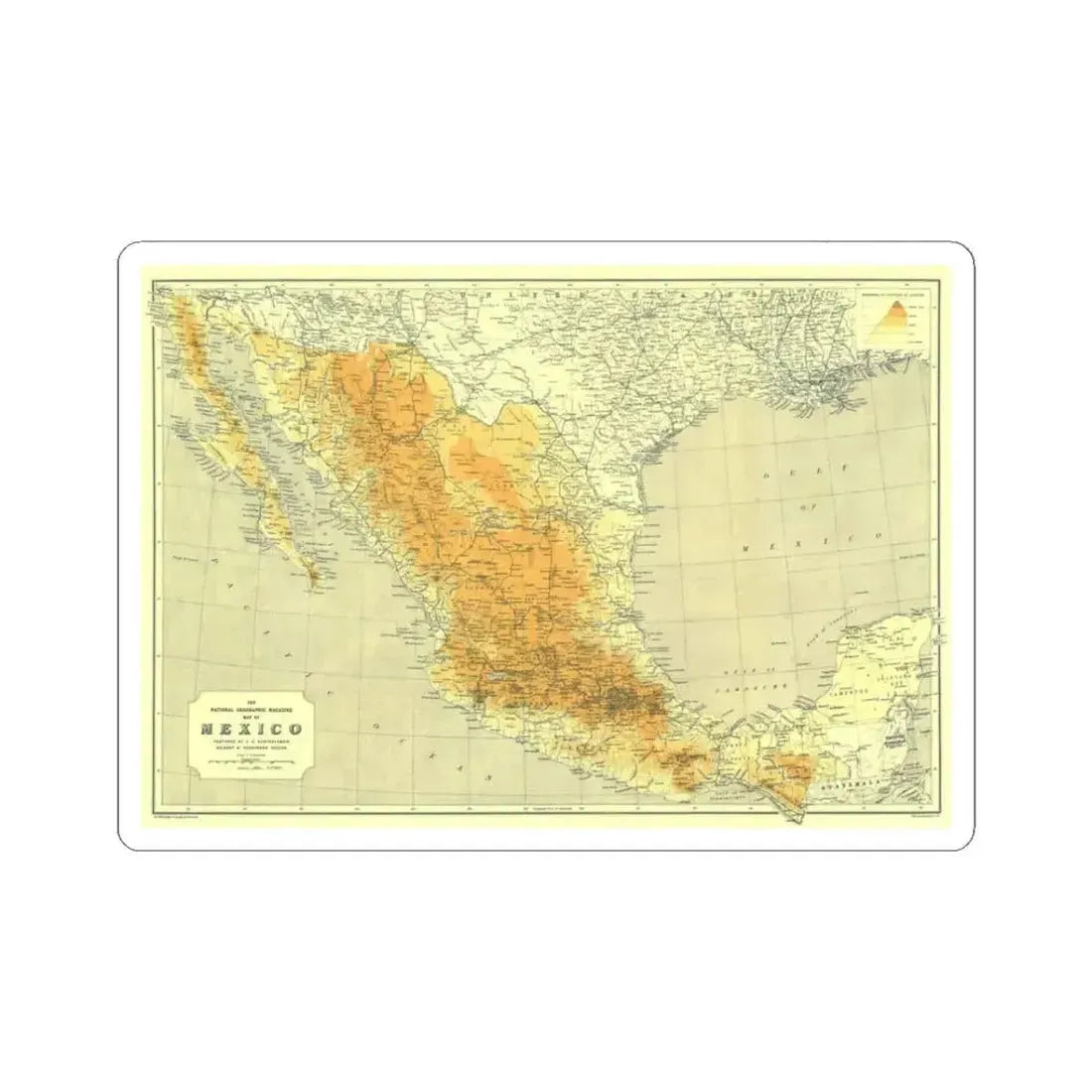 Central America & Mexico (1914) (Map) STICKER Vinyl Kiss-Cut Decal 3 Inch White - The Sticker Space