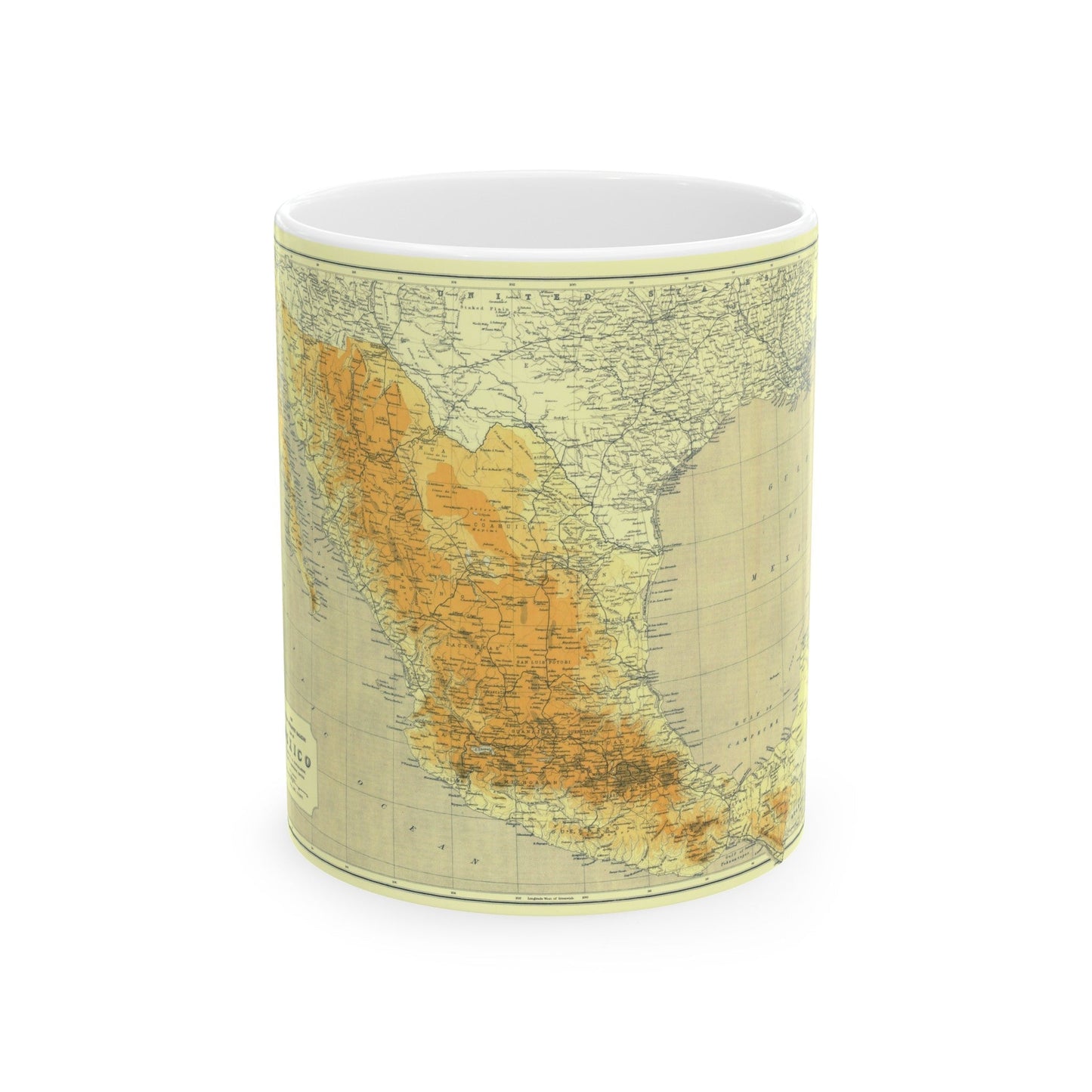 Central America & Mexico (1914) (Map) White Coffee Mug-11oz-The Sticker Space