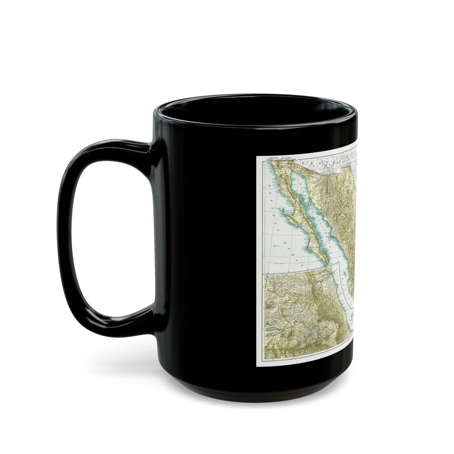 Central America & Mexico (1916) (Map) Black Coffee Mug-The Sticker Space