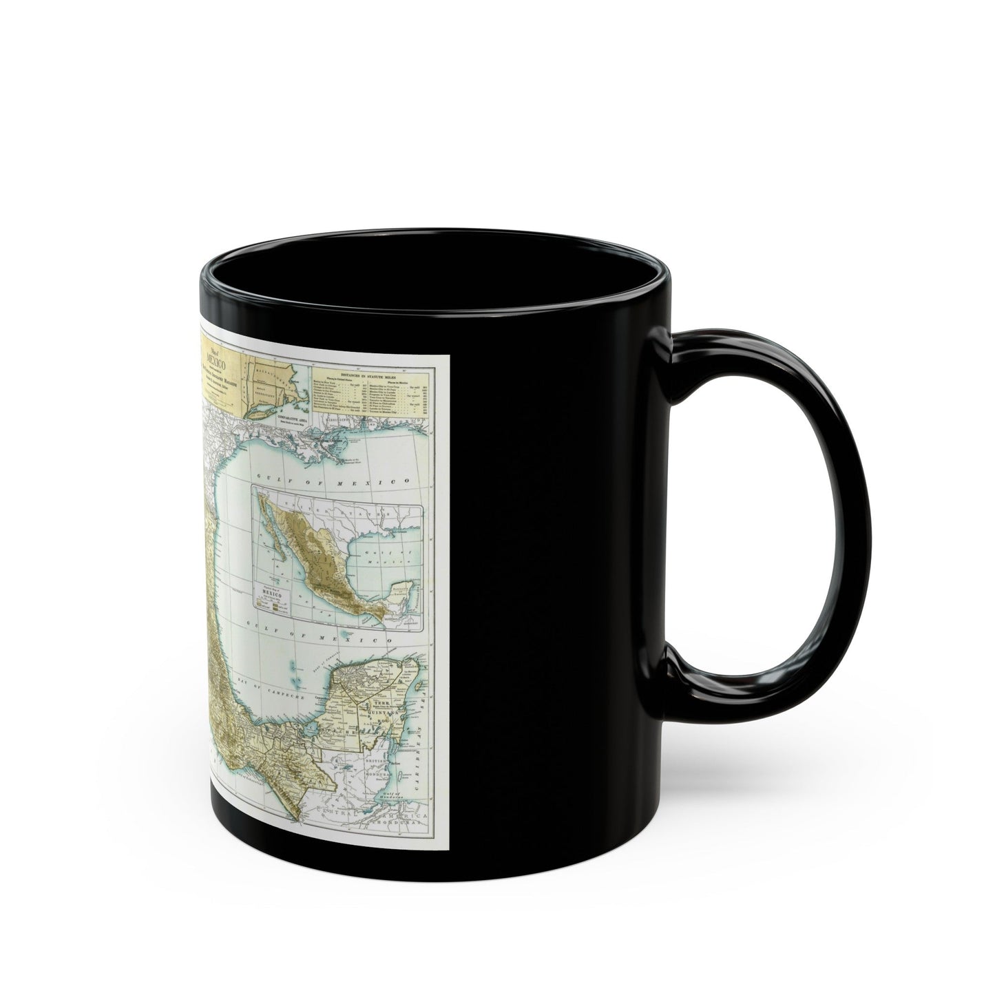 Central America & Mexico (1916) (Map) Black Coffee Mug-The Sticker Space