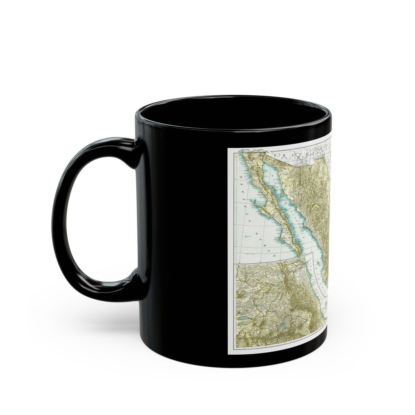 Central America & Mexico (1916) (Map) Black Coffee Mug-The Sticker Space