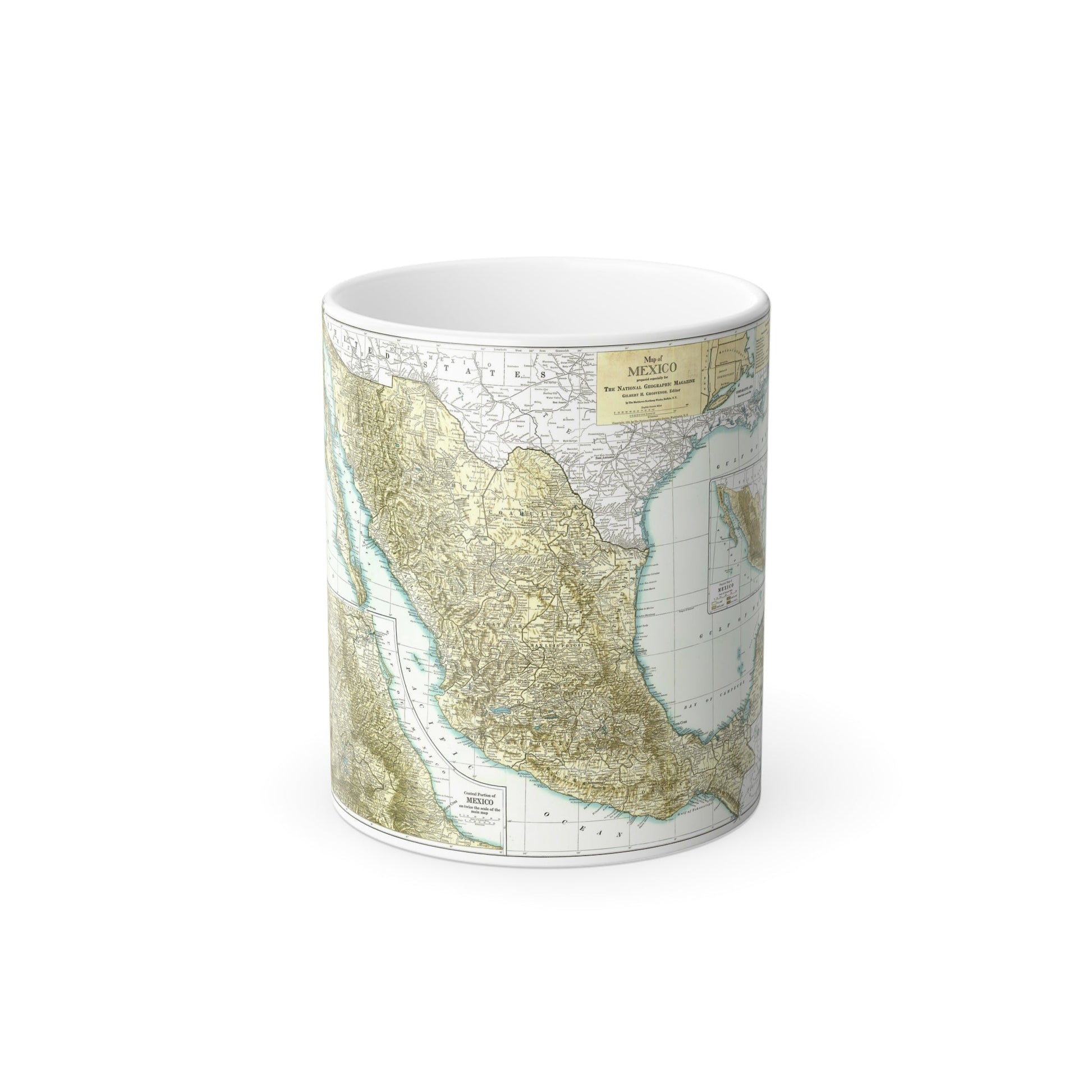 Central America & Mexico (1916) (Map) Color Changing Mug 11oz-11oz-The Sticker Space