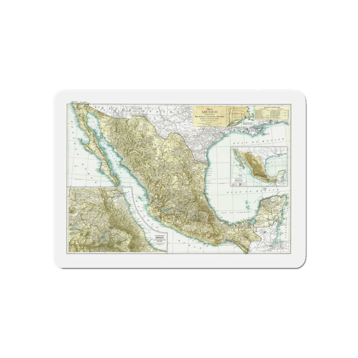 Central America & Mexico (1916) (Map) Refrigerator Magnet-5" x 5"-The Sticker Space