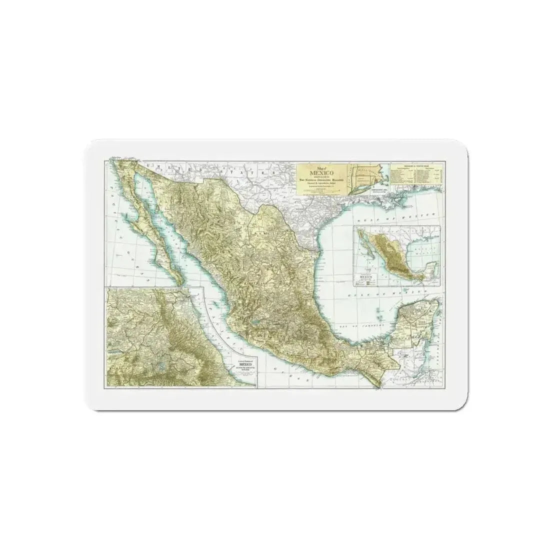 Central America & Mexico (1916) (Map) Refrigerator Magnet 6 Inch - The Sticker Space