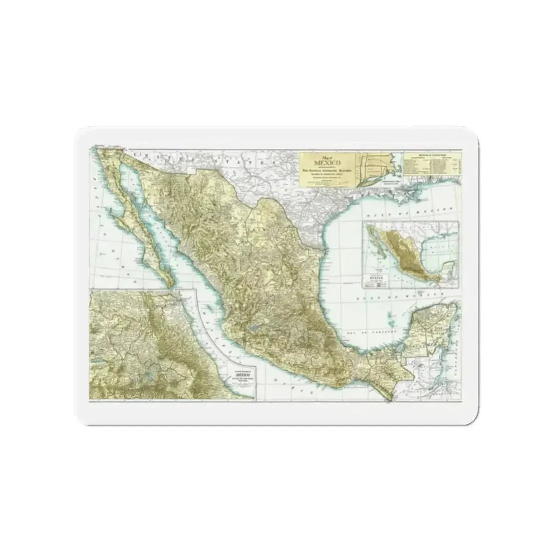 Central America & Mexico (1916) (Map) Refrigerator Magnet - The Sticker Space