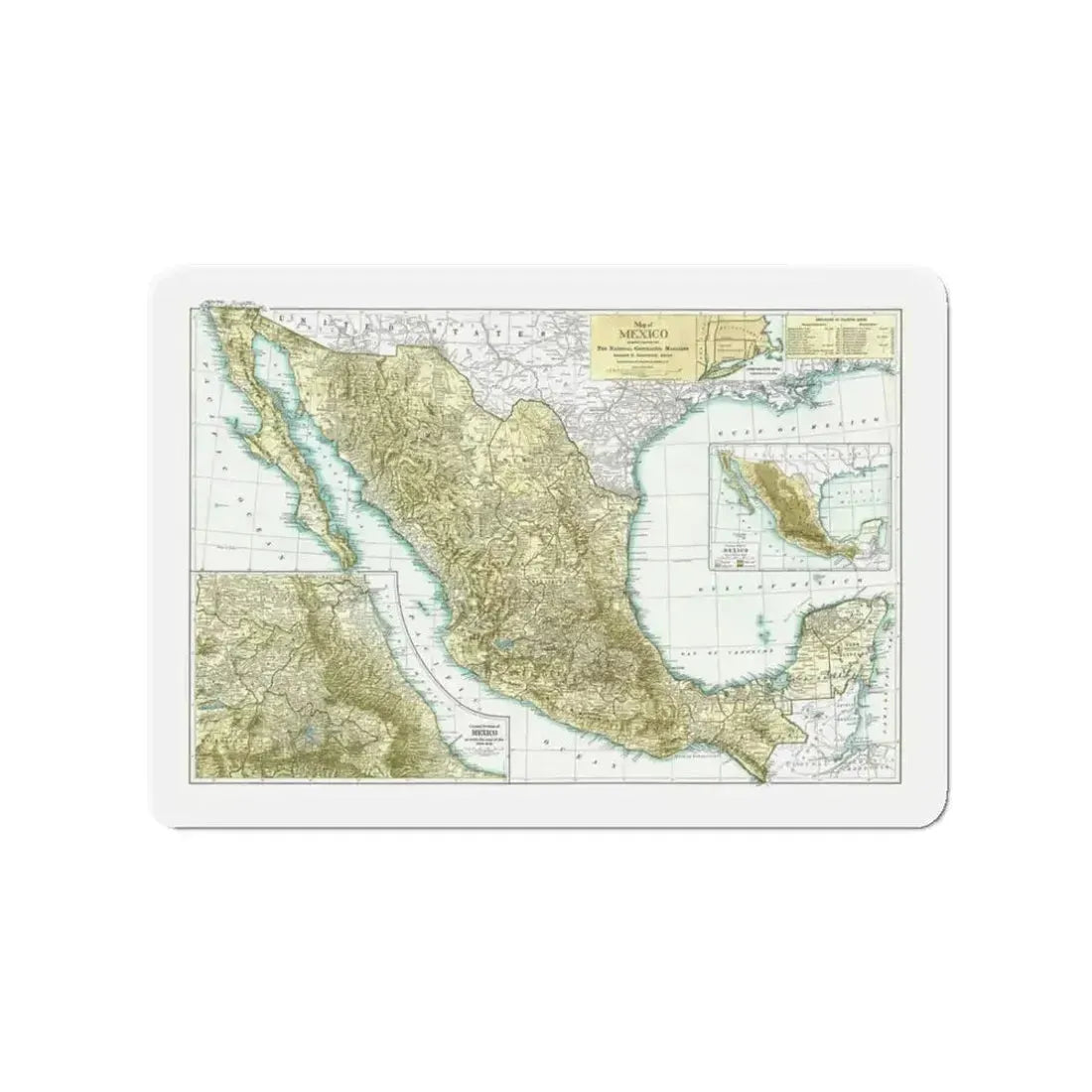 Central America & Mexico (1916) (Map) Refrigerator Magnet - The Sticker Space
