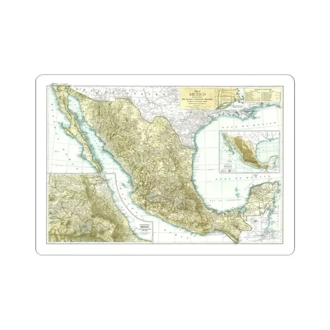 Central America & Mexico (1916) (Map) STICKER Vinyl Kiss-Cut Decal 2 Inch White - The Sticker Space