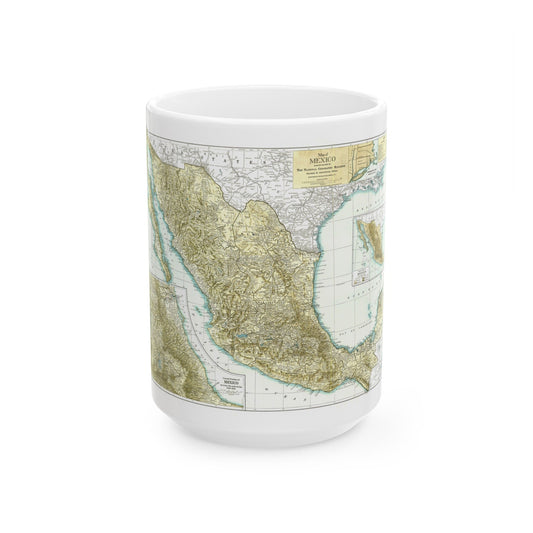 Central America & Mexico (1916) (Map) White Coffee Mug-15oz-The Sticker Space