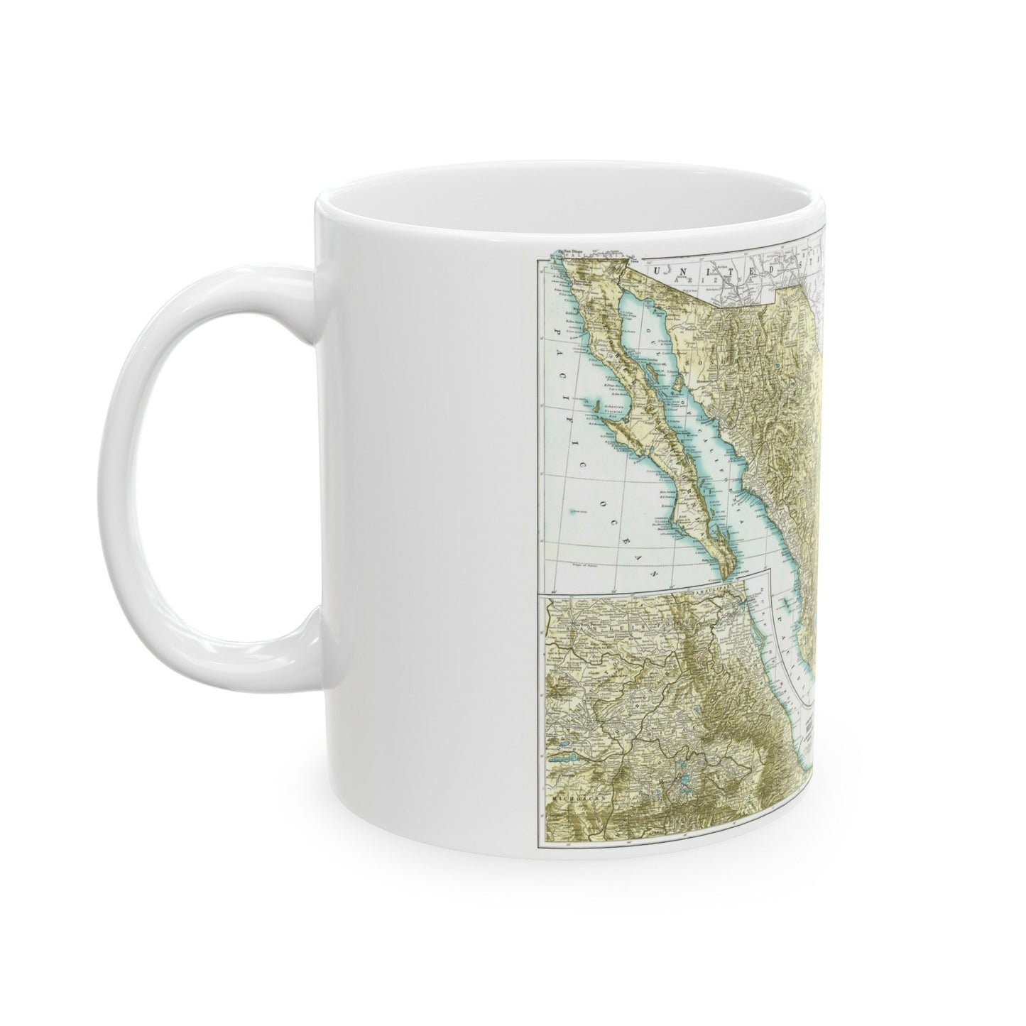 Central America & Mexico (1916) (Map) White Coffee Mug-The Sticker Space