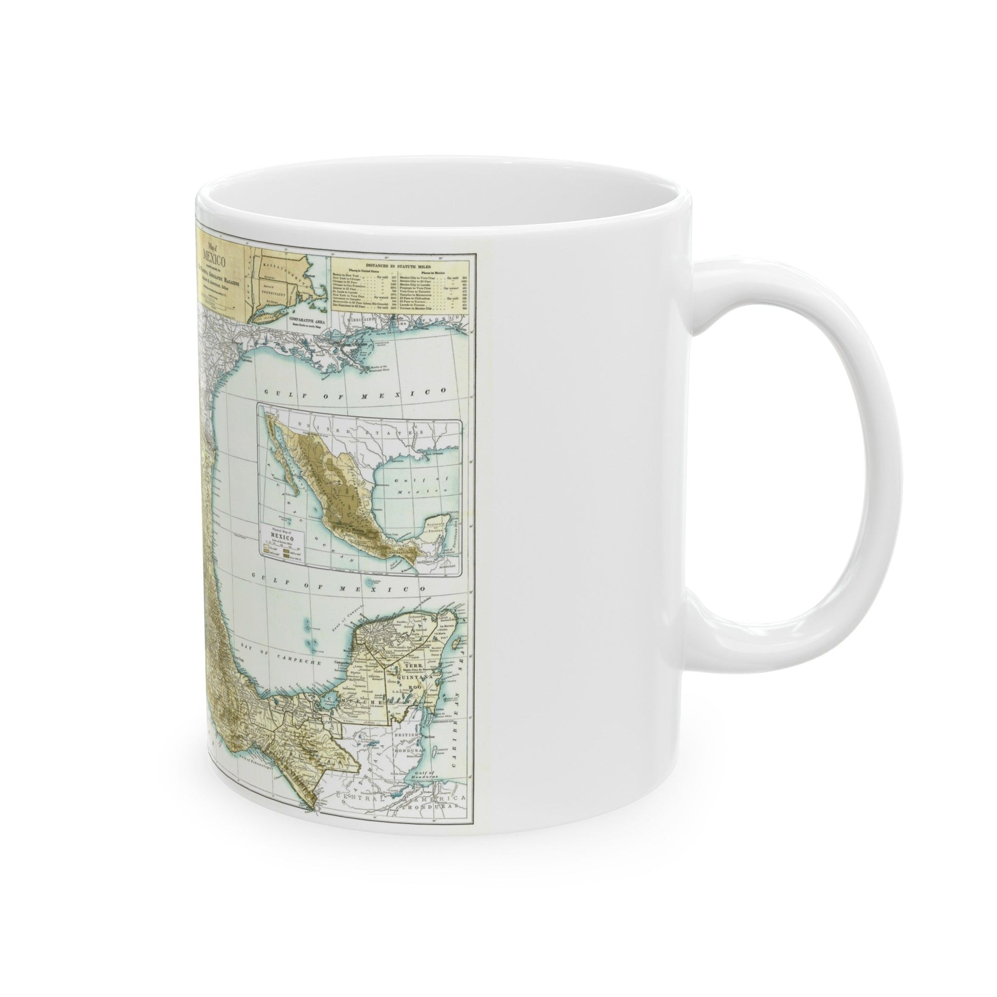 Central America & Mexico (1916) (Map) White Coffee Mug-The Sticker Space