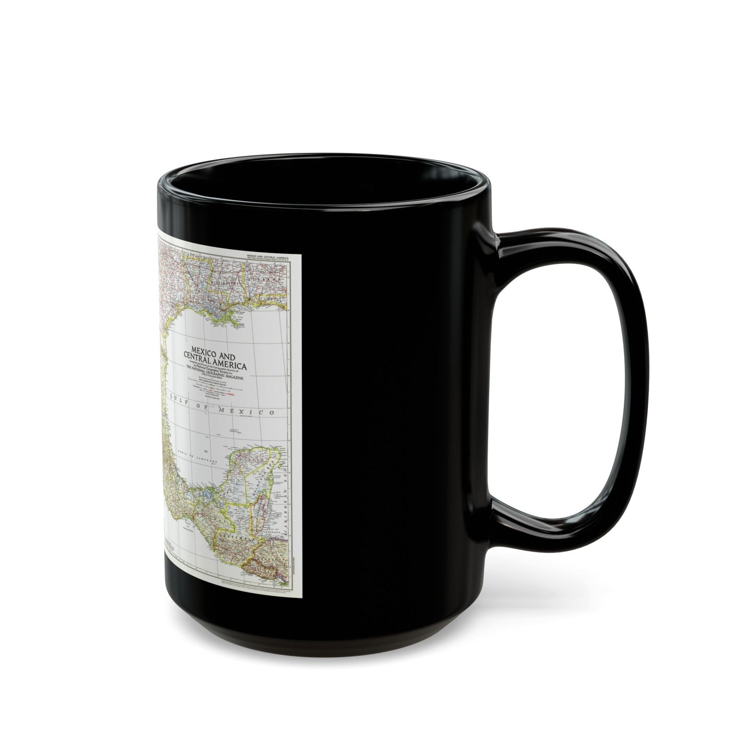 Central America & Mexico (1953) (Map) Black Coffee Mug-The Sticker Space