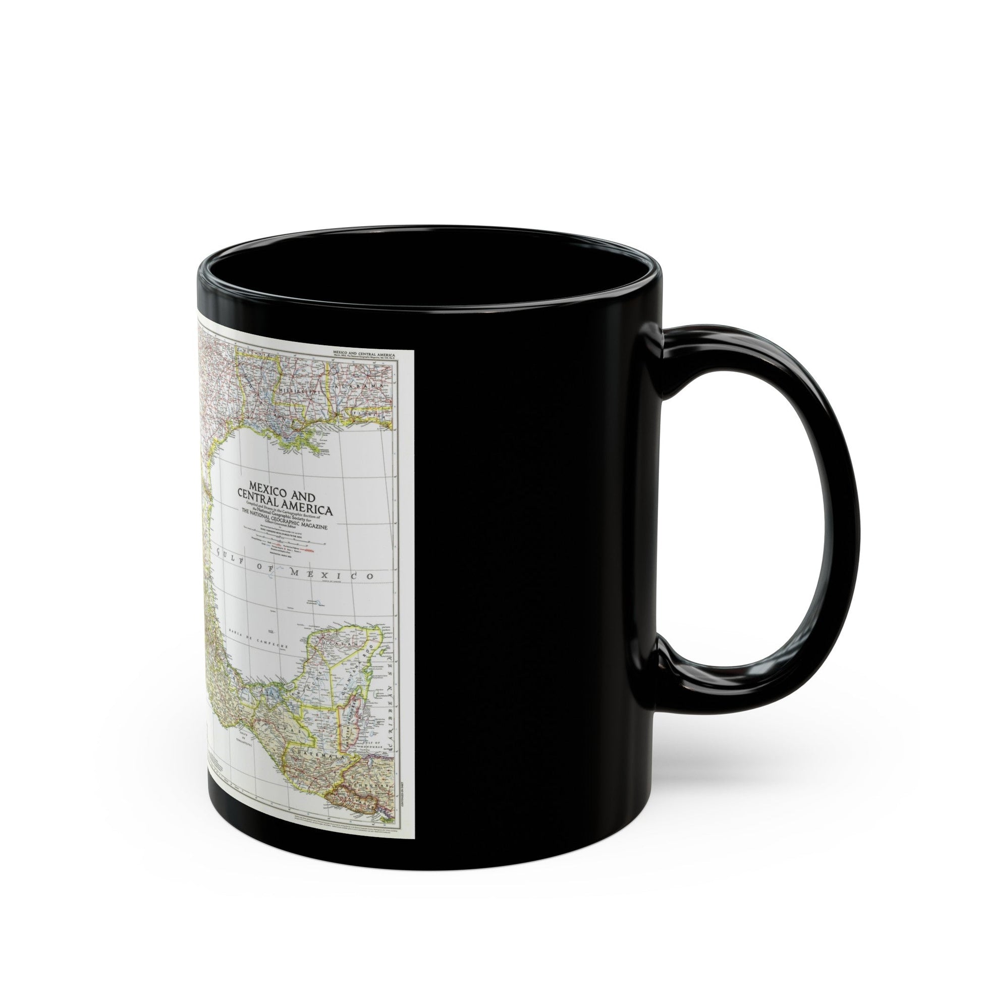 Central America & Mexico (1953) (Map) Black Coffee Mug-The Sticker Space