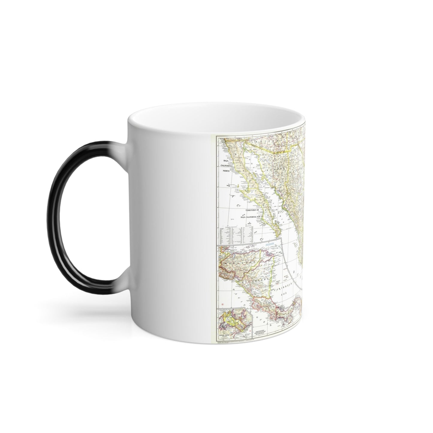 Central America & Mexico (1953) (Map) Color Changing Mug 11oz-11oz-The Sticker Space