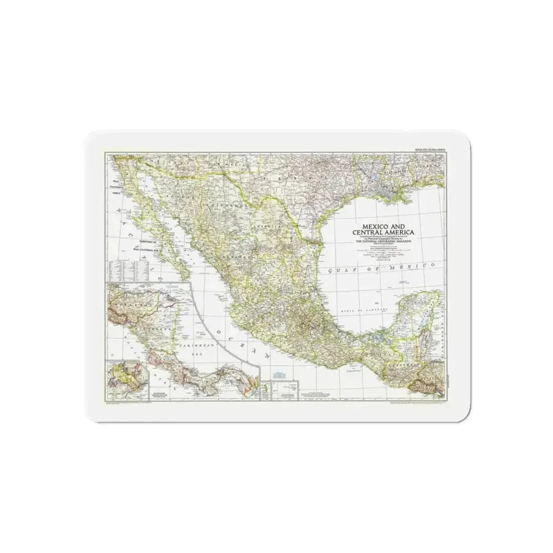 Central America & Mexico (1953) (Map) Refrigerator Magnet - The Sticker Space