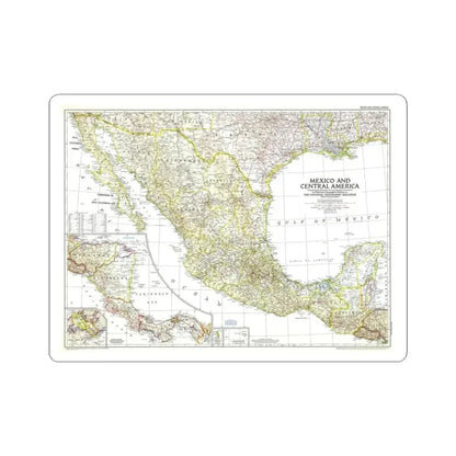 Central America & Mexico (1953) (Map) STICKER Vinyl Kiss-Cut Decal 3 Inch White - The Sticker Space