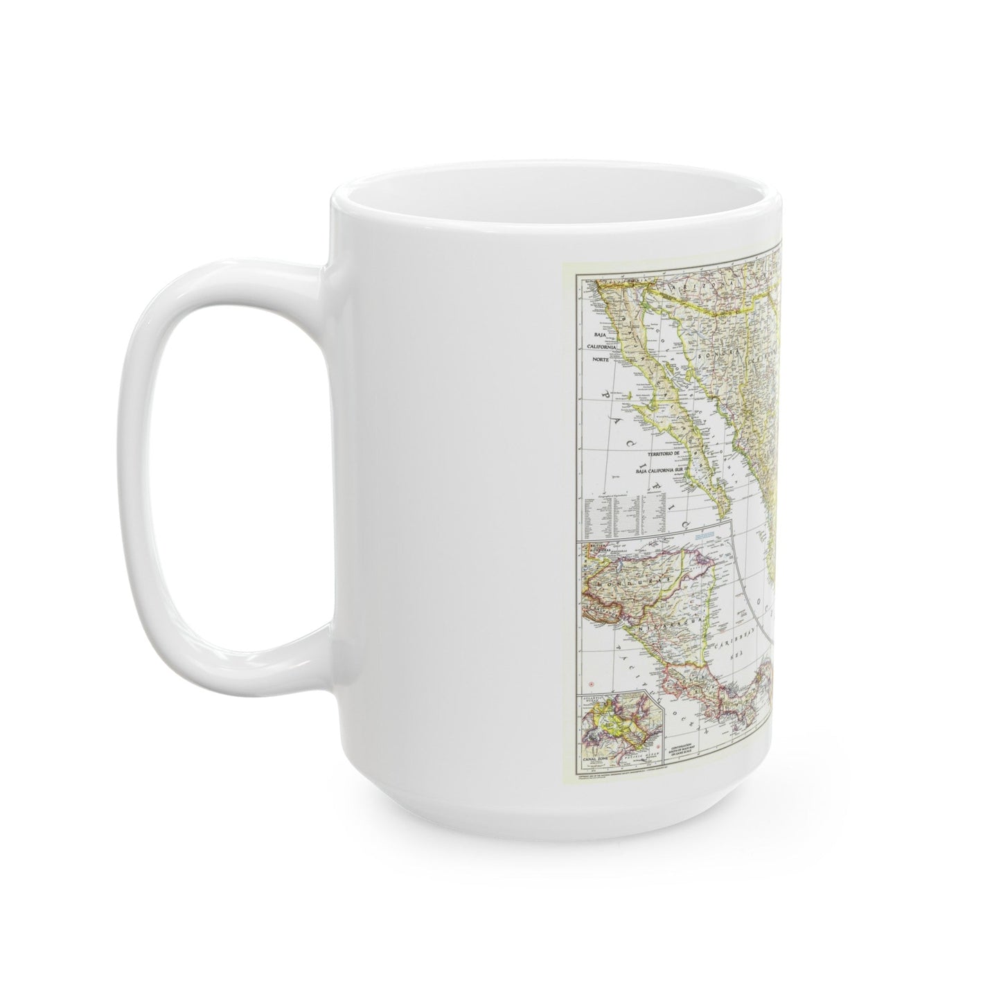 Central America & Mexico (1953) (Map) White Coffee Mug-The Sticker Space