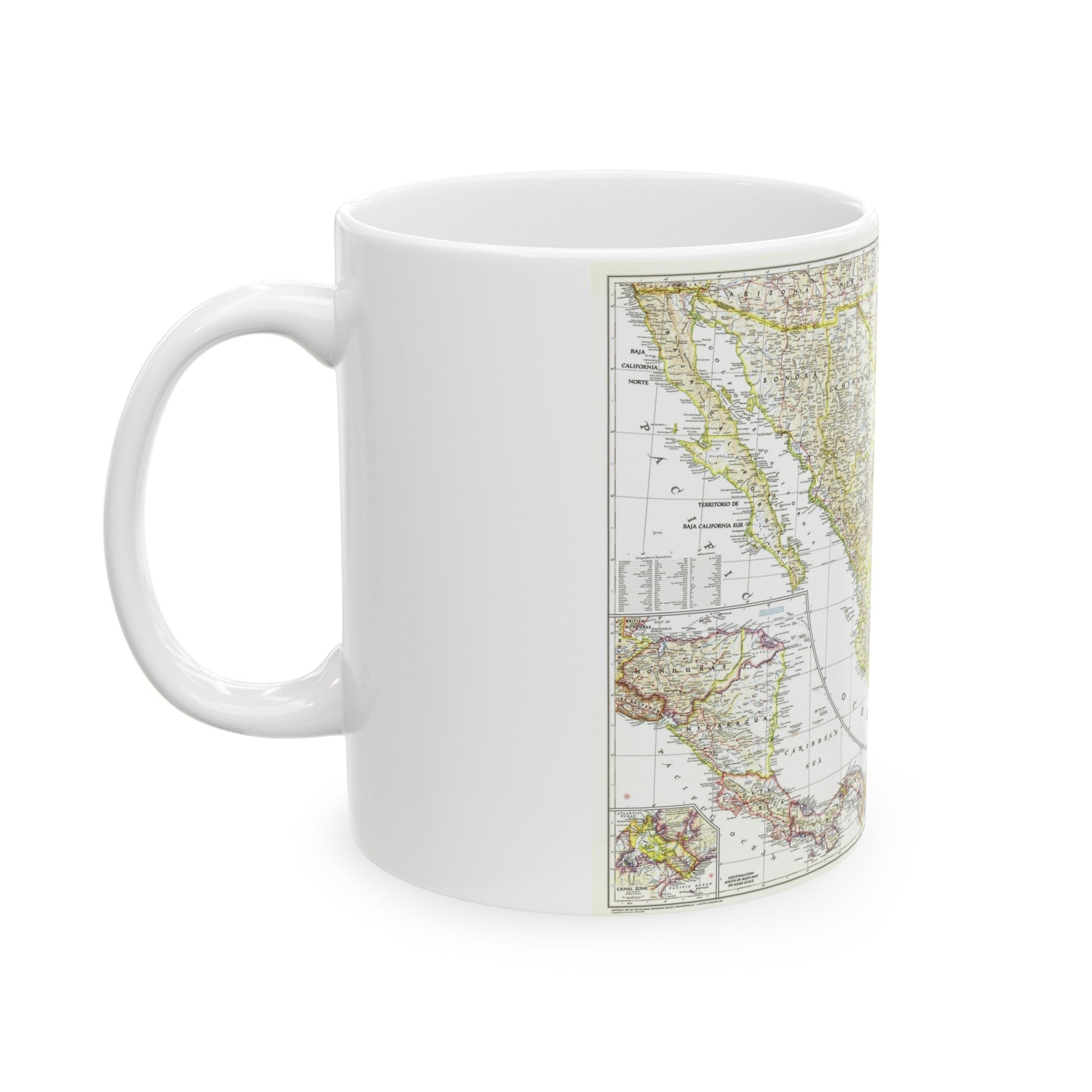 Central America & Mexico (1953) (Map) White Coffee Mug-The Sticker Space