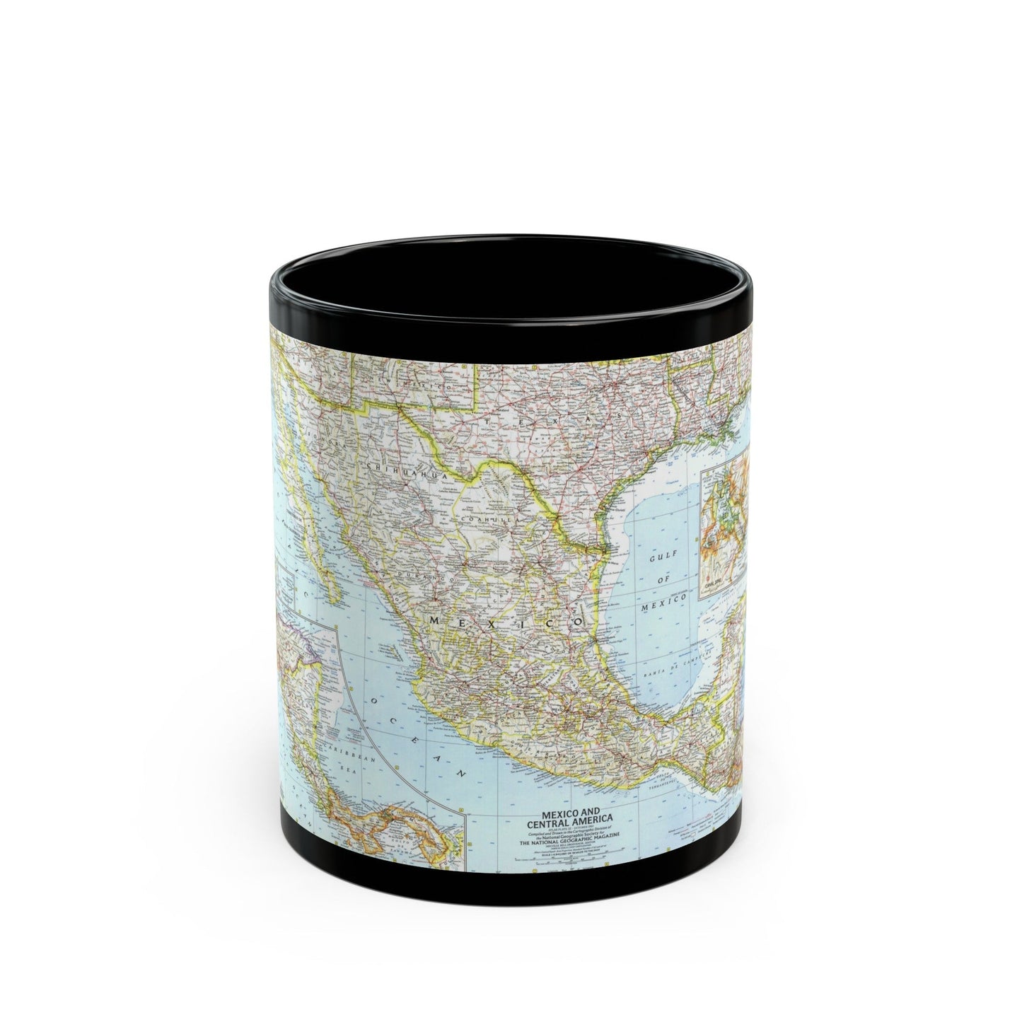 Central America - Mexico (1961) (Map) Black Coffee Mug-11oz-The Sticker Space