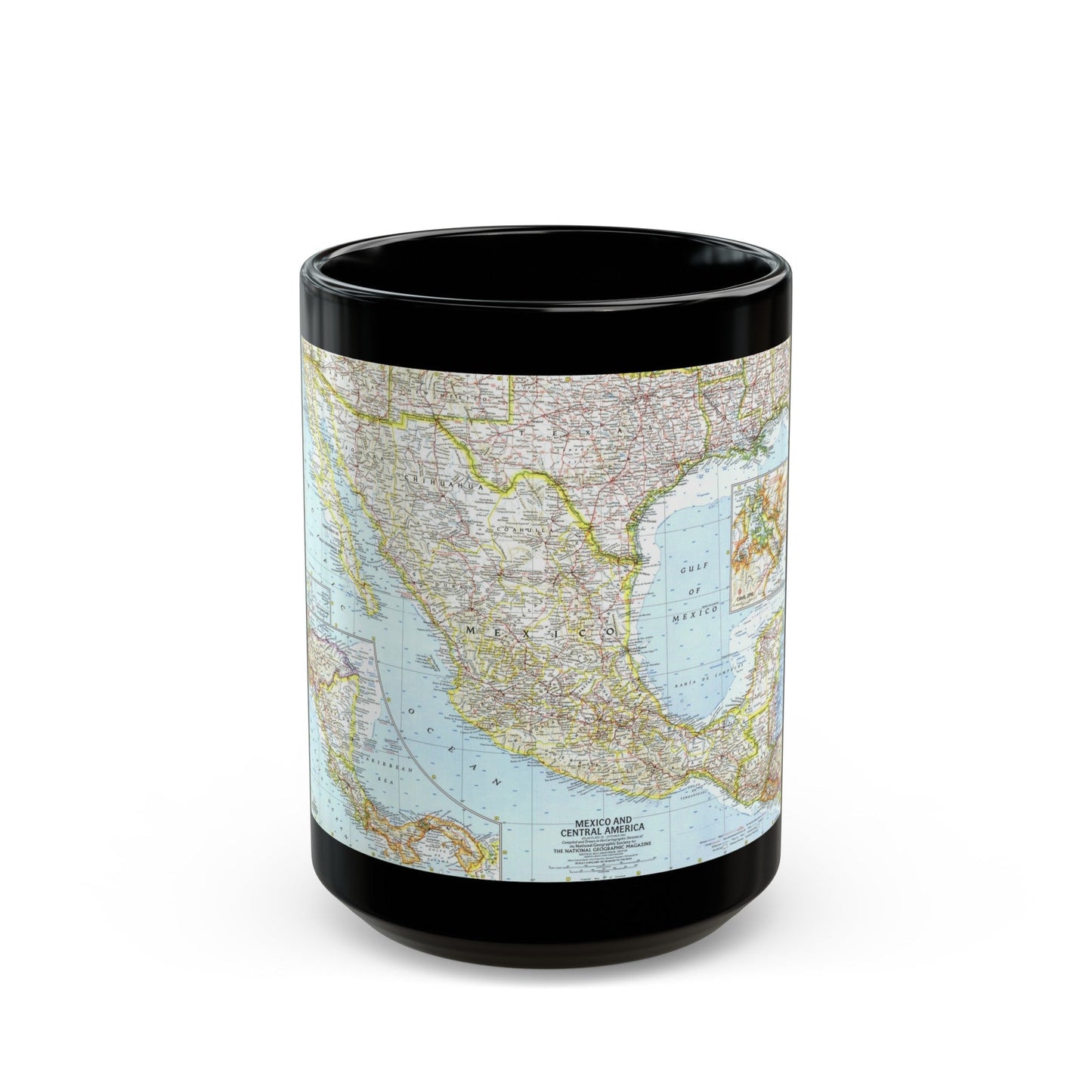 Central America - Mexico (1961) (Map) Black Coffee Mug-15oz-The Sticker Space