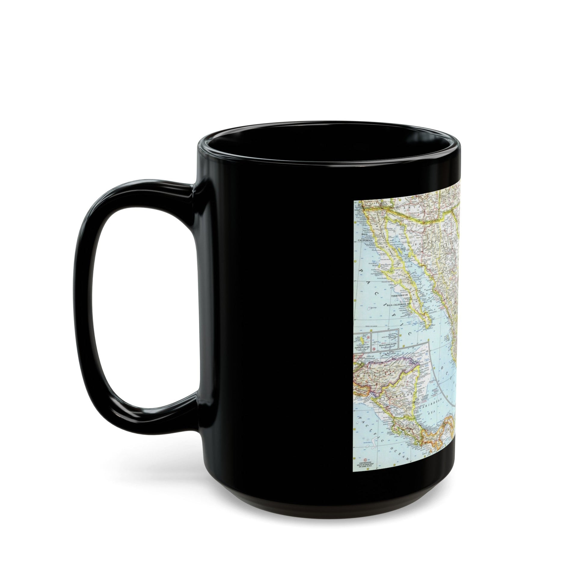 Central America - Mexico (1961) (Map) Black Coffee Mug-The Sticker Space