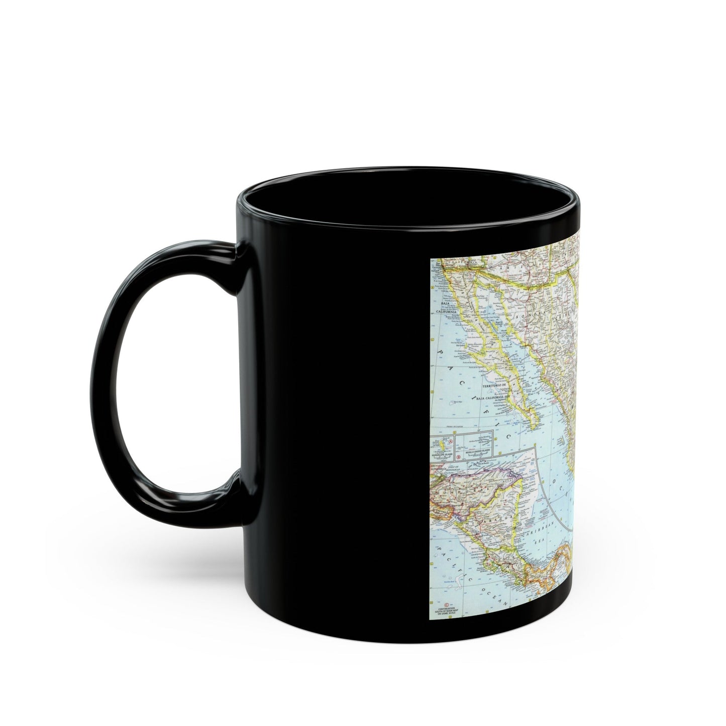 Central America - Mexico (1961) (Map) Black Coffee Mug-The Sticker Space