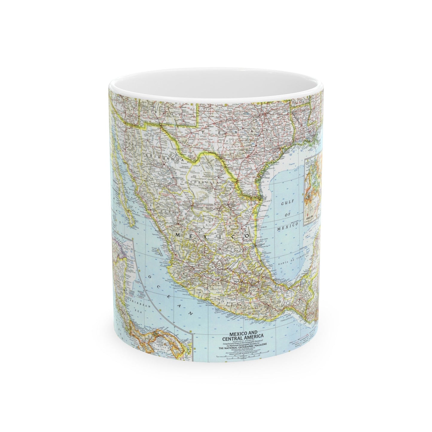 Central America - Mexico (1961) (Map) White Coffee Mug-11oz-The Sticker Space