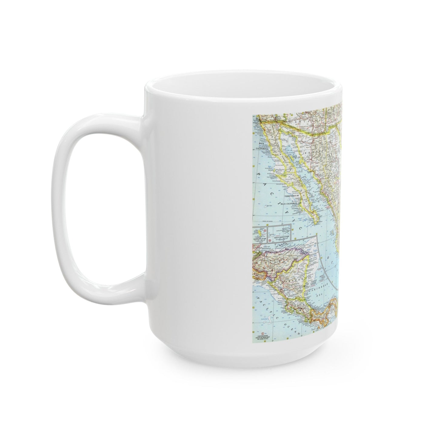 Central America - Mexico (1961) (Map) White Coffee Mug-The Sticker Space