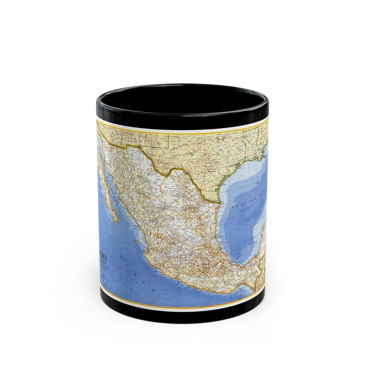 Central America - Mexico (1973) (Map) Black Coffee Mug-11oz-The Sticker Space