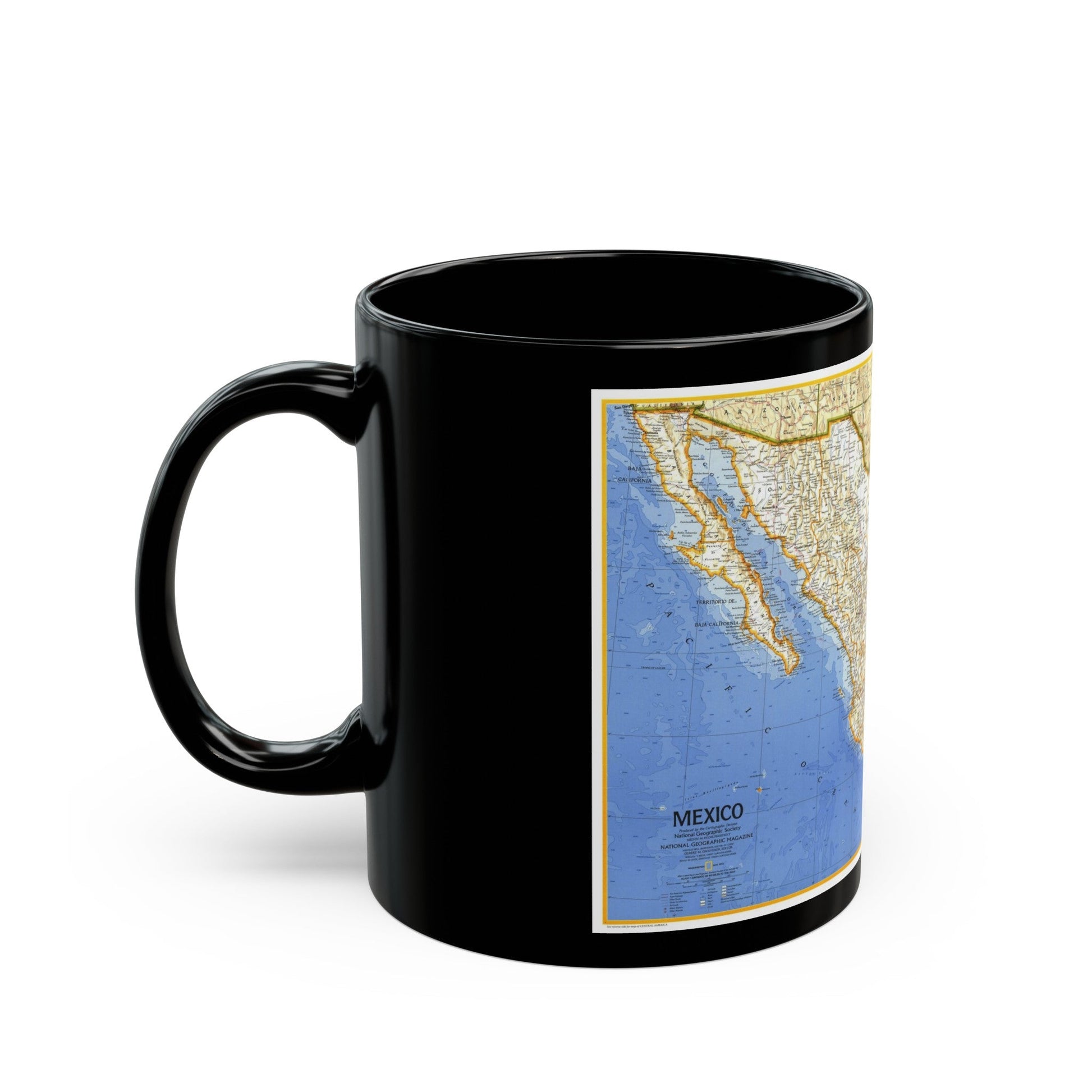 Central America - Mexico (1973) (Map) Black Coffee Mug-The Sticker Space