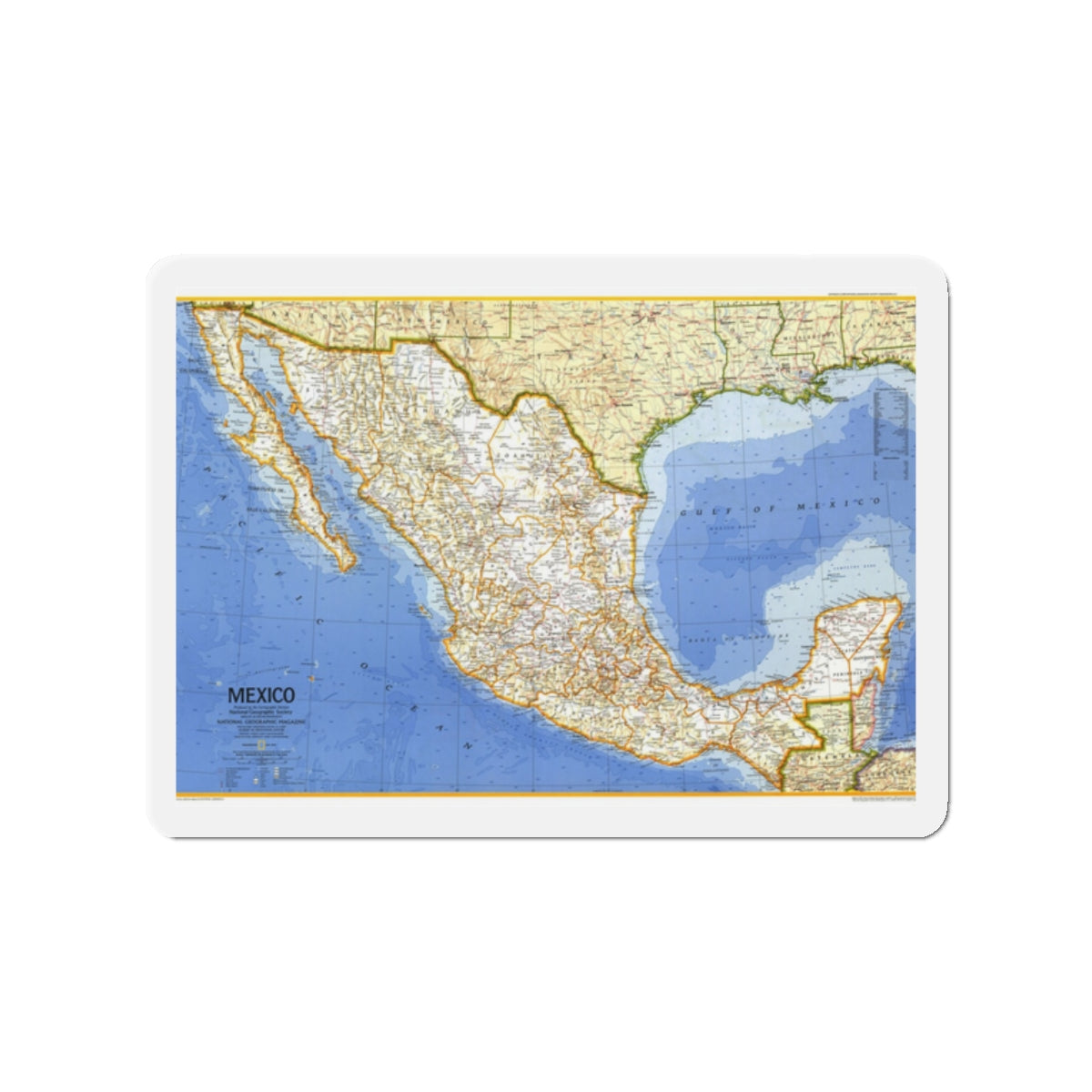 Central America - Mexico (1973) (Map) Refrigerator Magnet-2" x 2"-The Sticker Space