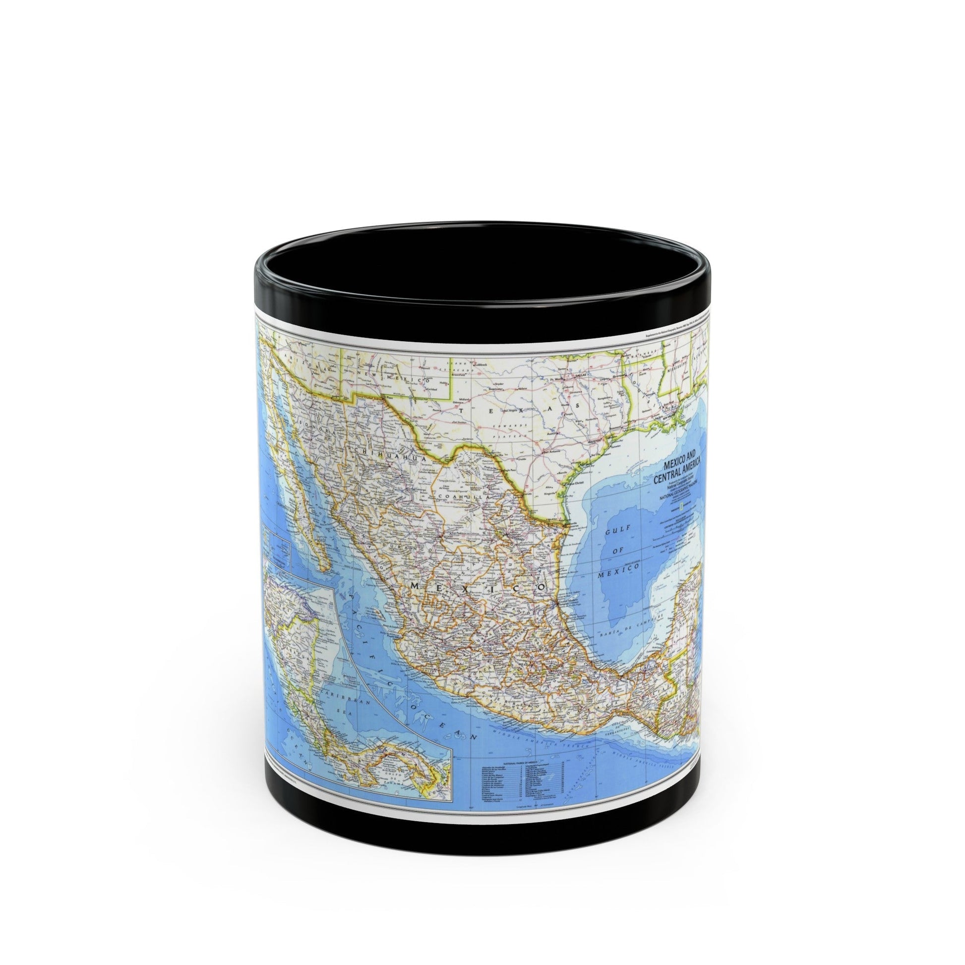 Central America & Mexico (1980) (Map) Black Coffee Mug-11oz-The Sticker Space