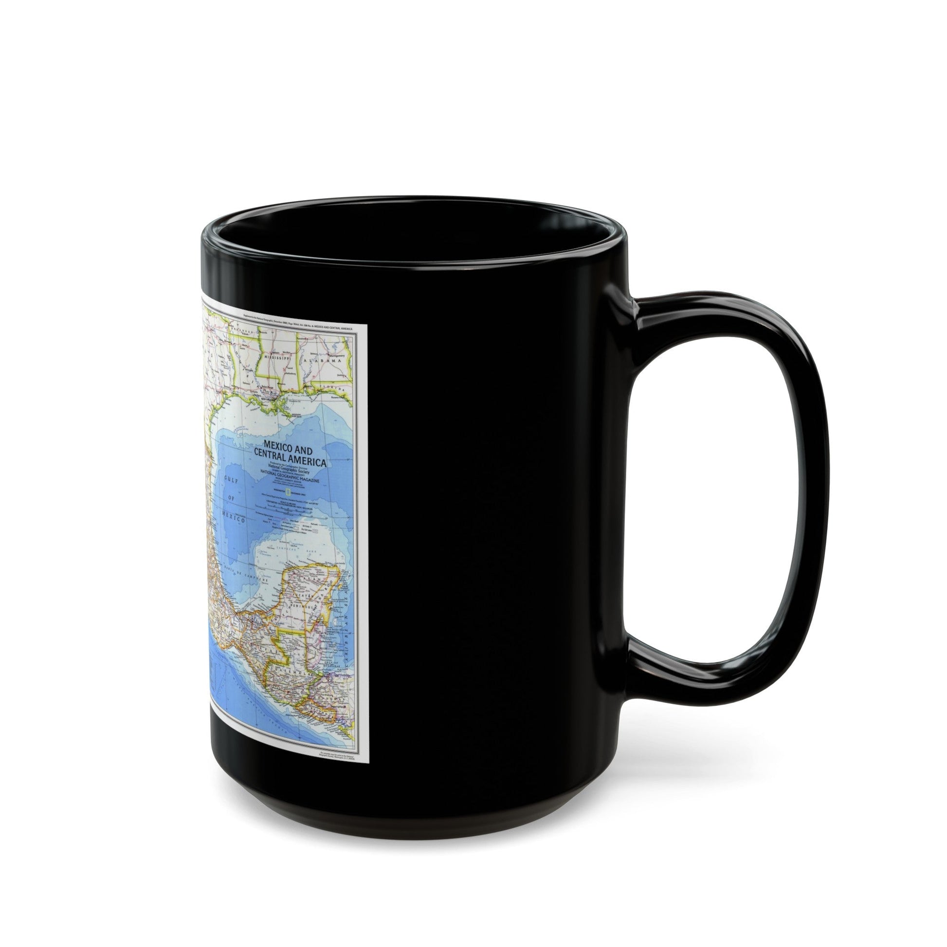 Central America & Mexico (1980) (Map) Black Coffee Mug-The Sticker Space