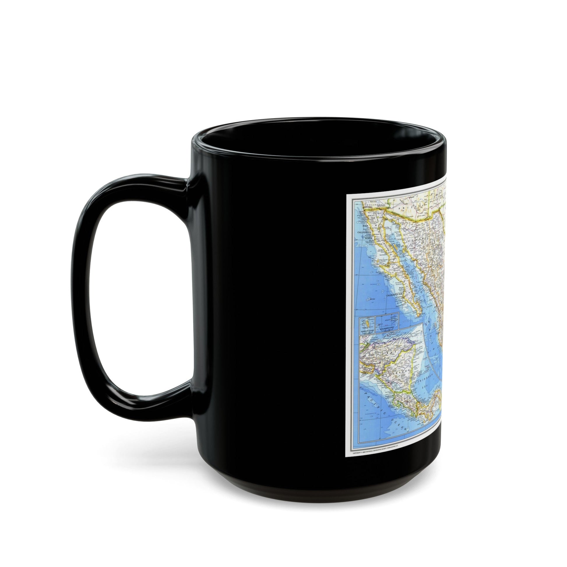 Central America & Mexico (1980) (Map) Black Coffee Mug-The Sticker Space