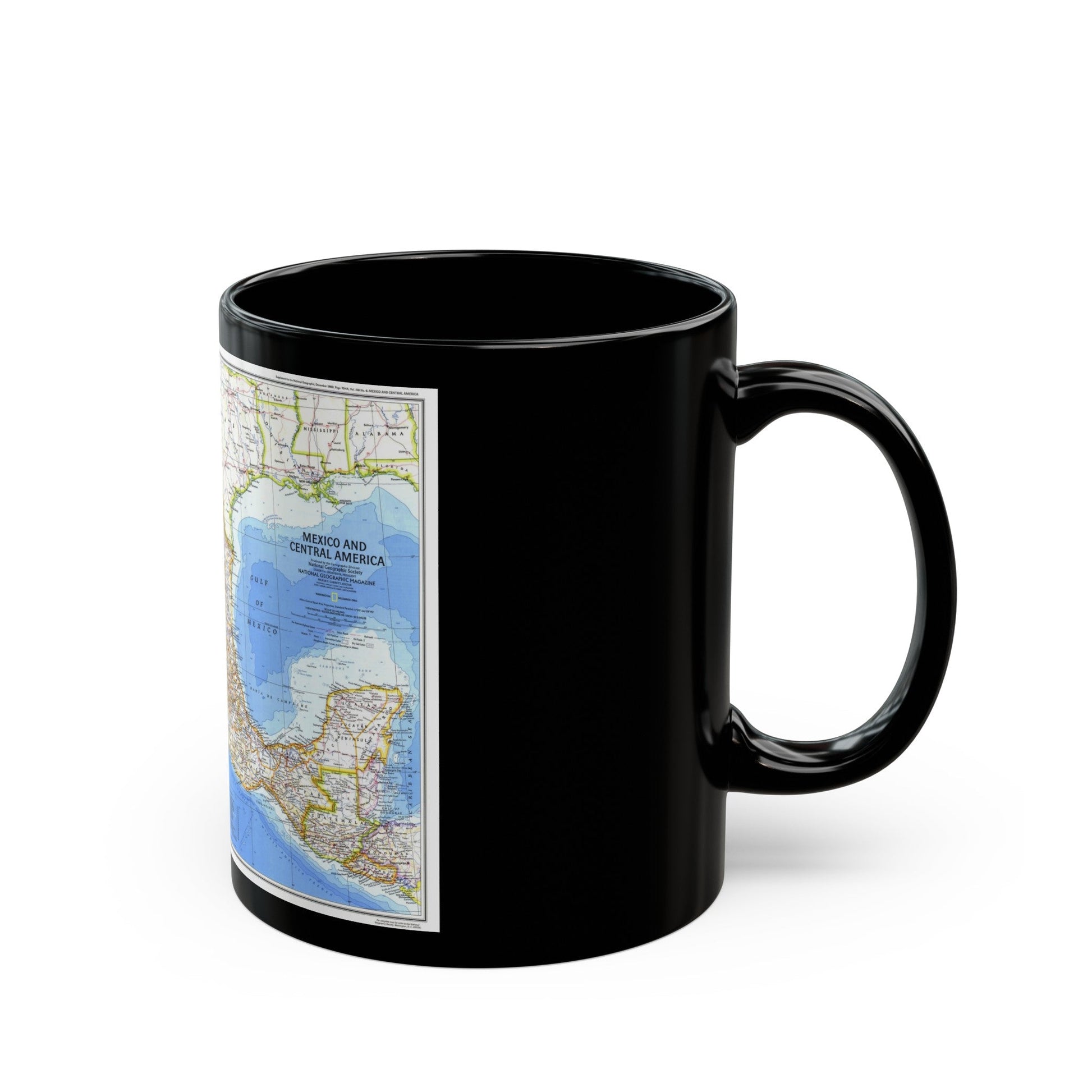 Central America & Mexico (1980) (Map) Black Coffee Mug-The Sticker Space