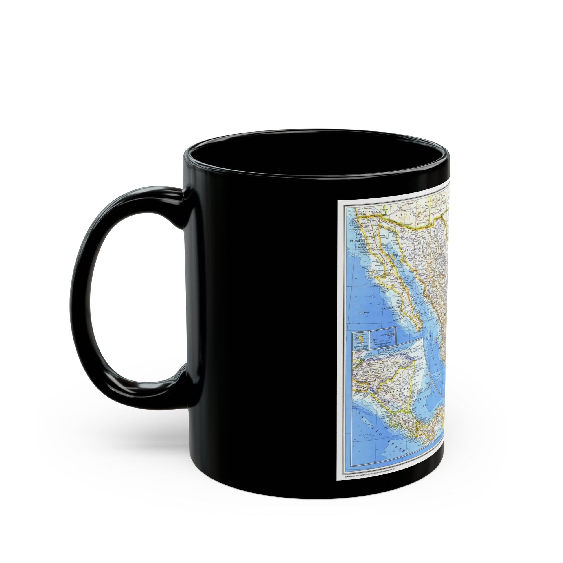 Central America & Mexico (1980) (Map) Black Coffee Mug-The Sticker Space