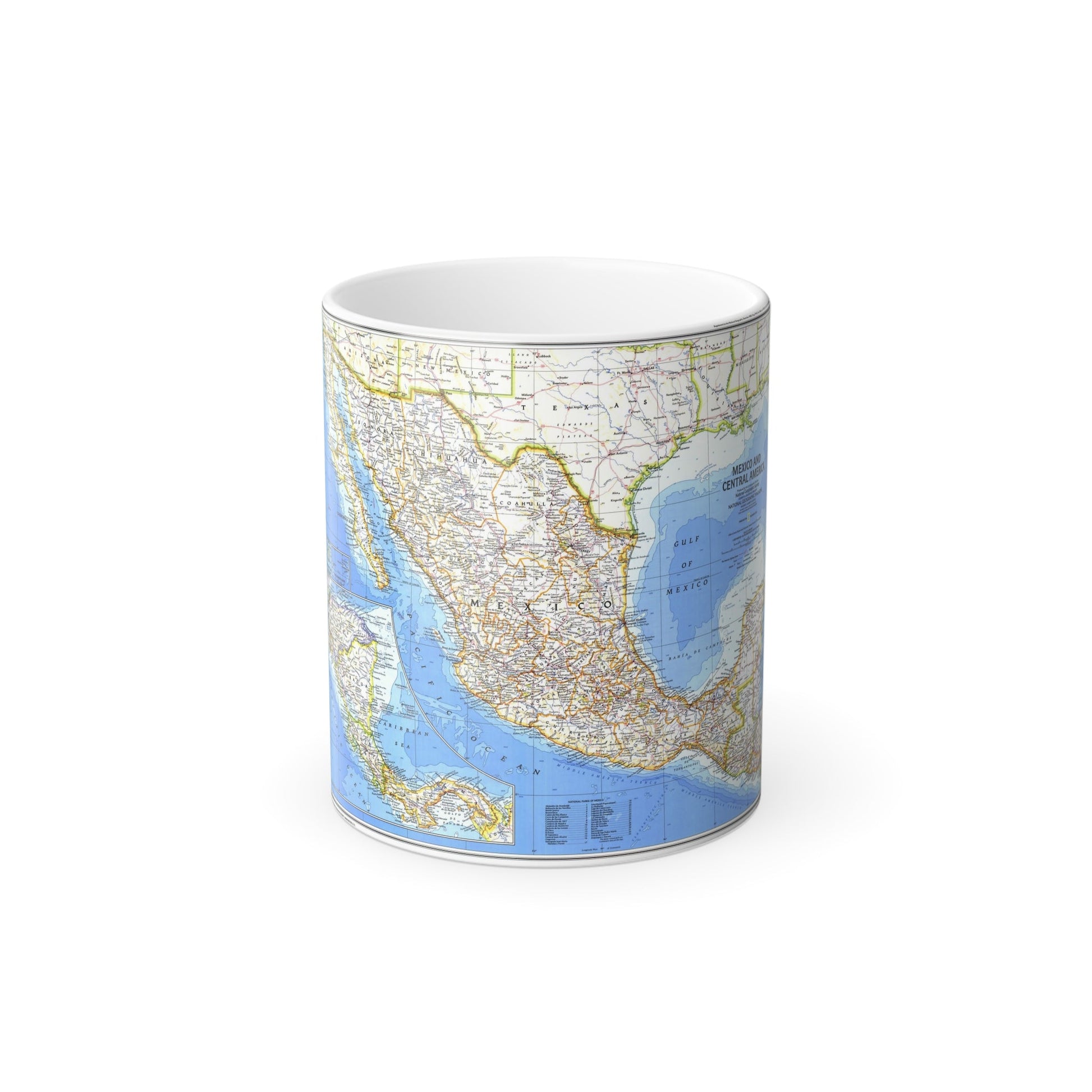 Central America & Mexico (1980) (Map) Color Changing Mug 11oz-11oz-The Sticker Space