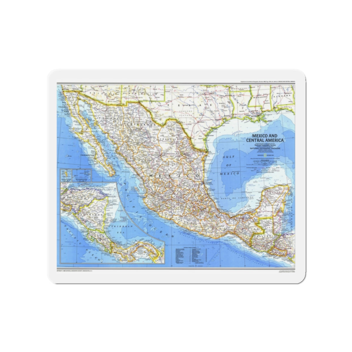 Central America & Mexico (1980) (Map) Refrigerator Magnet-2" x 2"-The Sticker Space