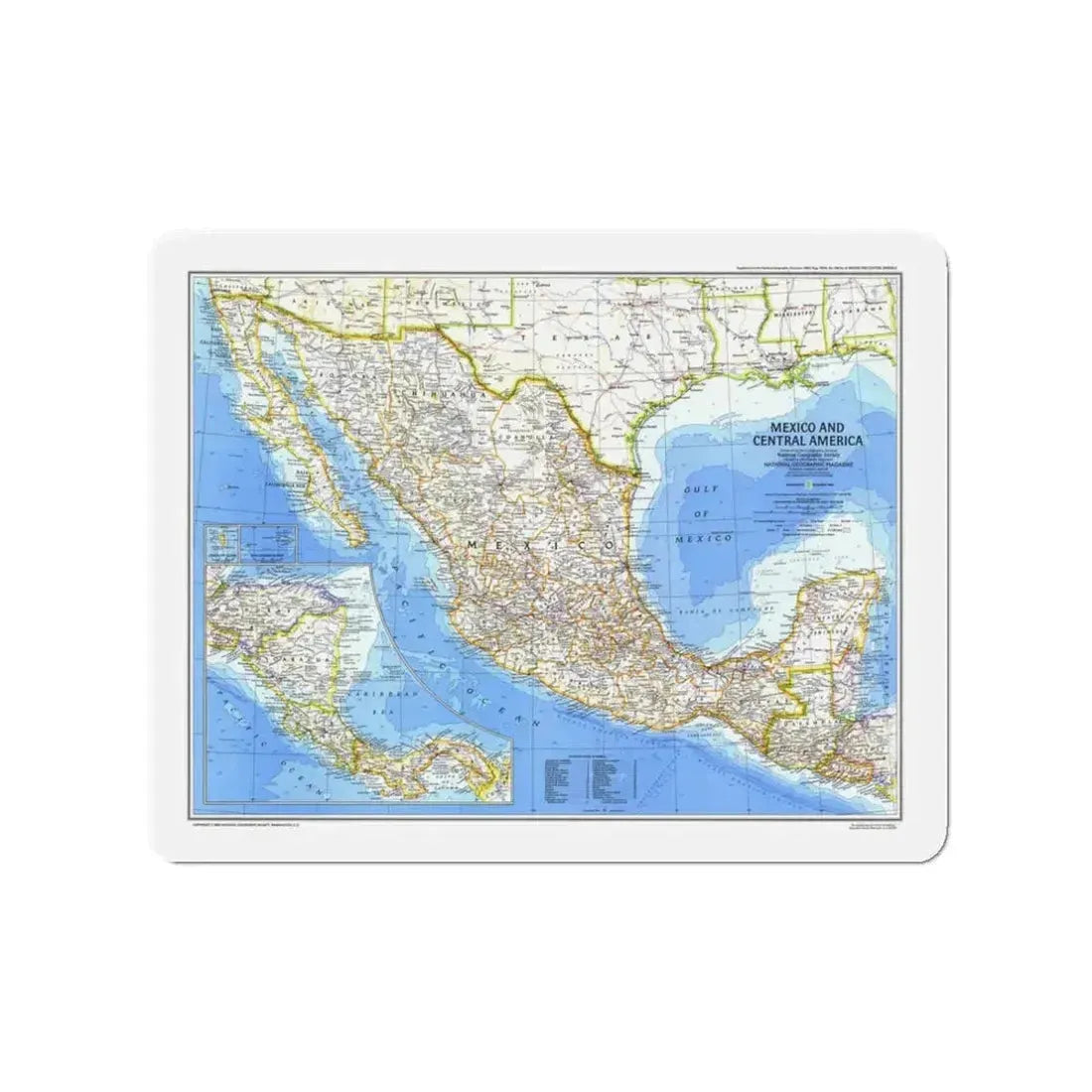 Central America & Mexico (1980) (Map) Refrigerator Magnet 3 Inch - The Sticker Space