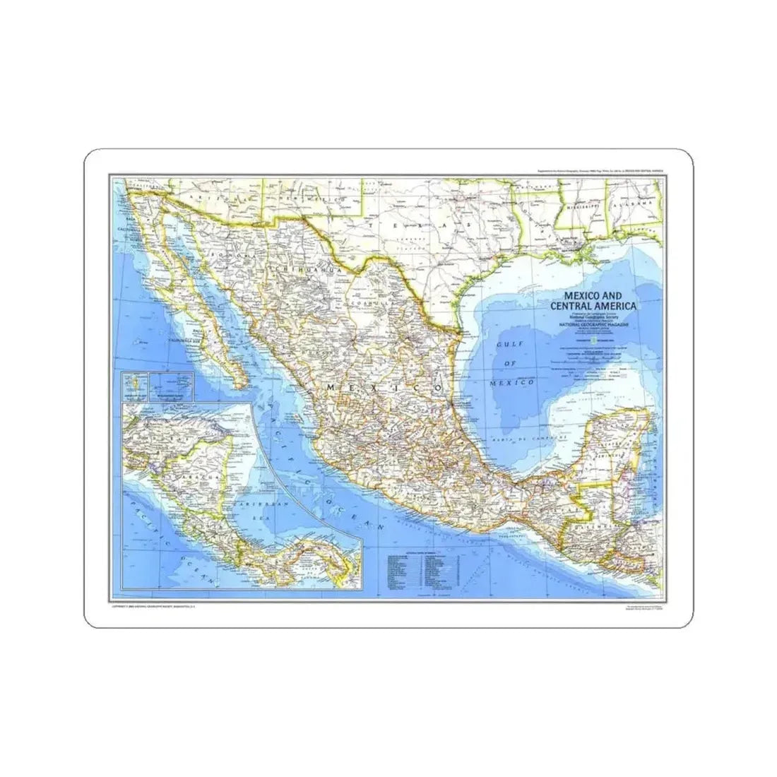 Central America & Mexico (1980) (Map) STICKER Vinyl Kiss-Cut Decal 4 Inch White - The Sticker Space