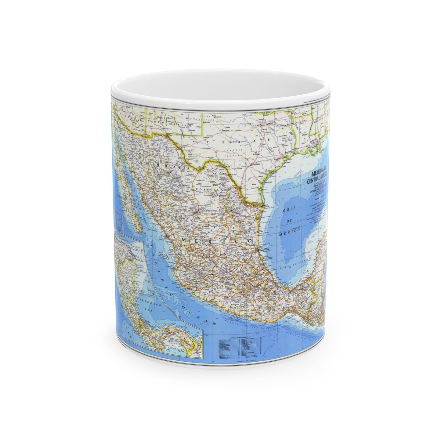 Central America & Mexico (1980) (Map) White Coffee Mug-11oz-The Sticker Space